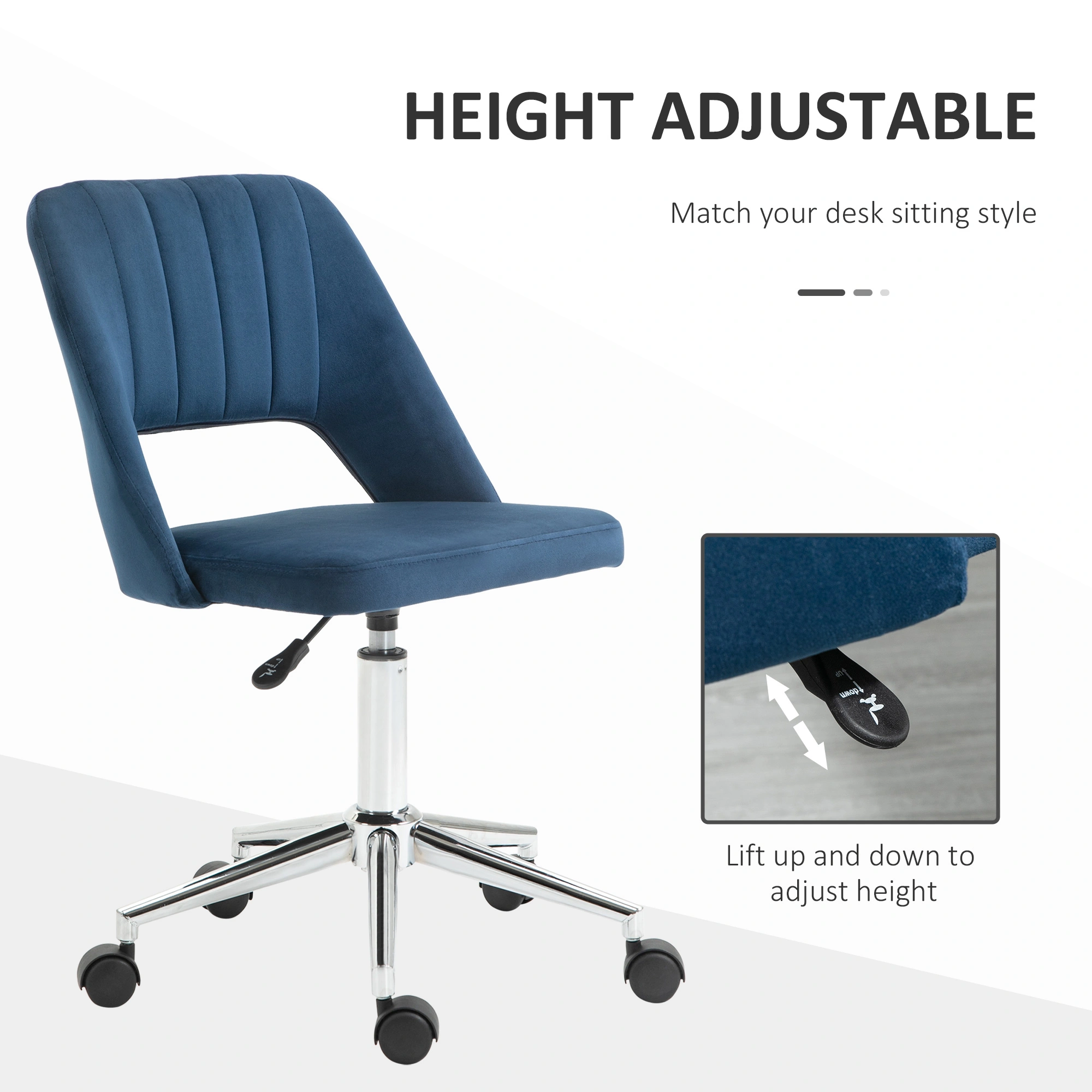 Premium Office Chair, Ergonomic Armchair with Lumbar Support, Adjustable Height, Swivel Task Chair for Home Desk, Bedroom, Workspace view 3