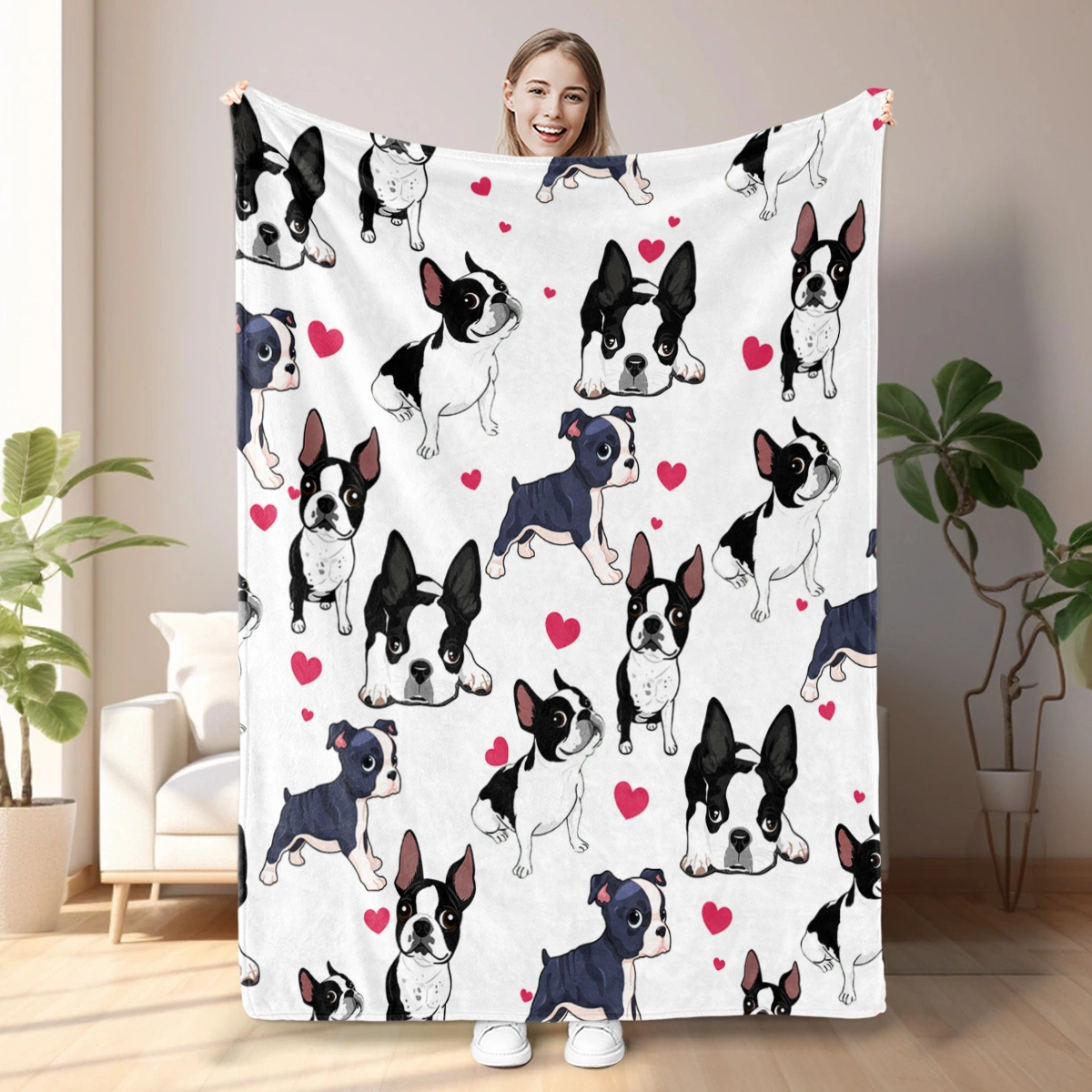 1pc Soft Fleece Dog Blanket 130x150cm - Cozy Flannel Throw for Couch