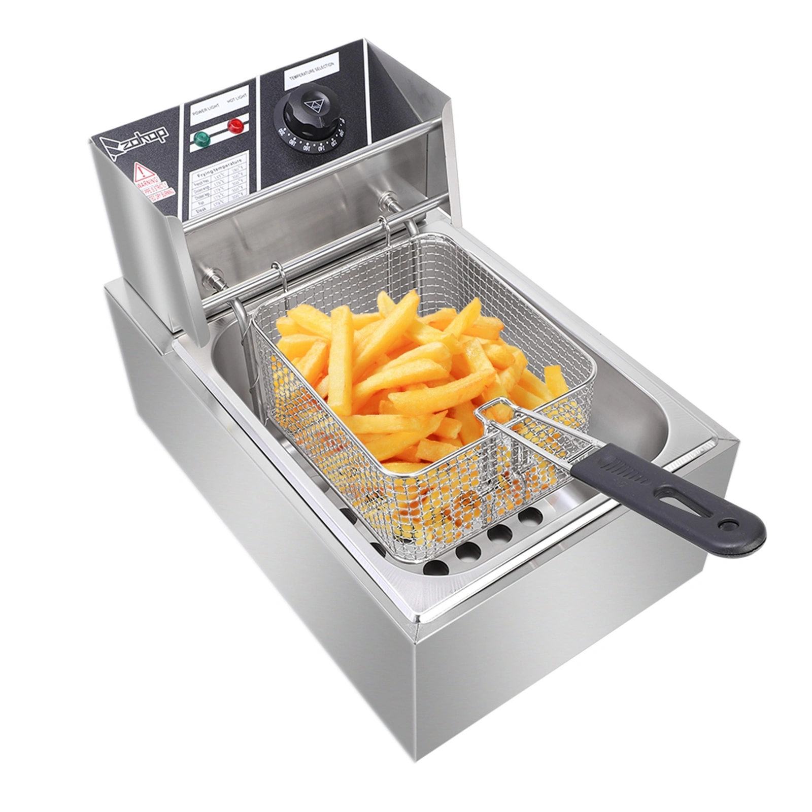 EH81 2500W 6.3QT/6L Single Cylinder Electric Deep Fryer, 220-240V, Stainless Steel, UK Plug