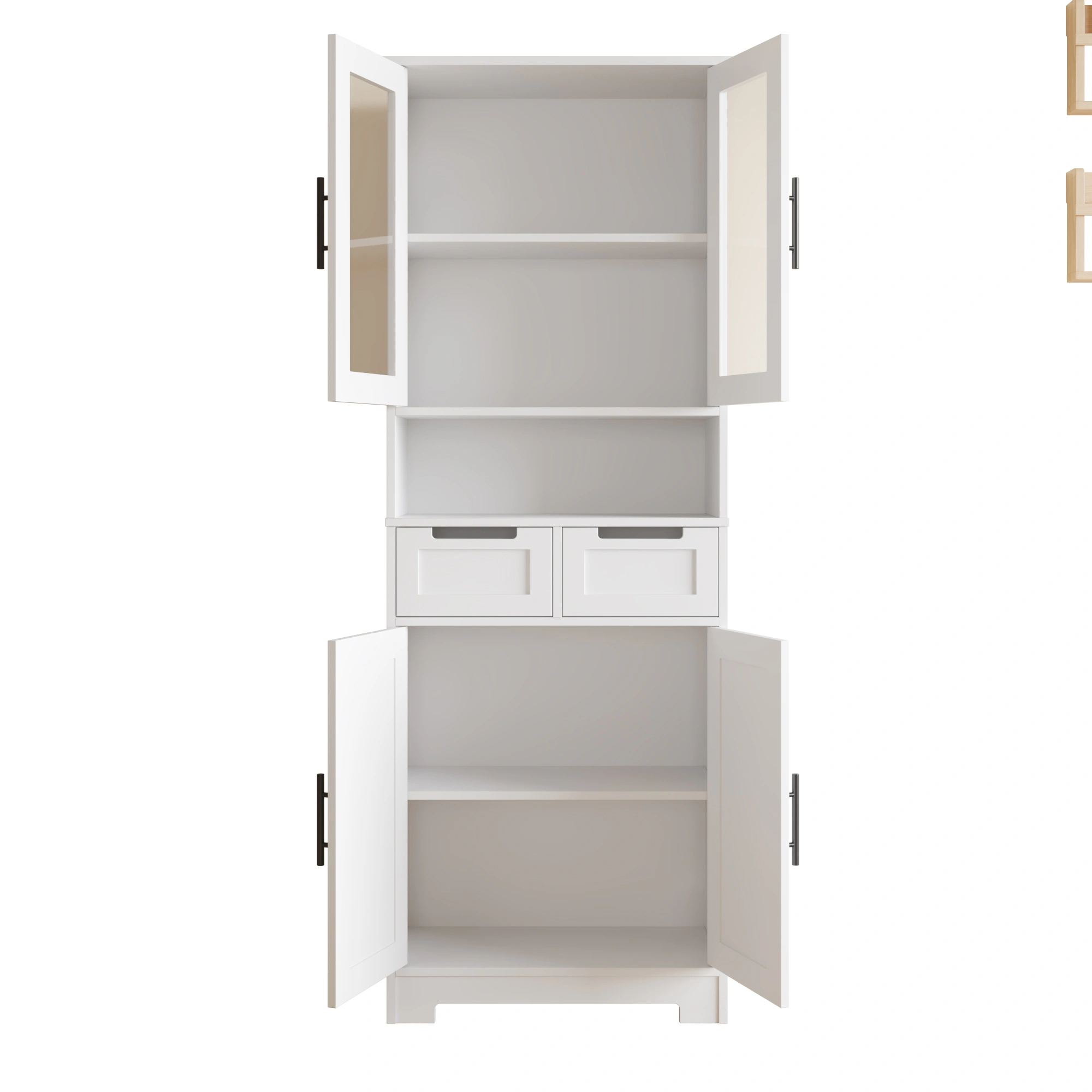 Tall Cabinet Sideboard with 4 Doors, 2 Drawers & Storage Compartment, MDF Painted, White view 5