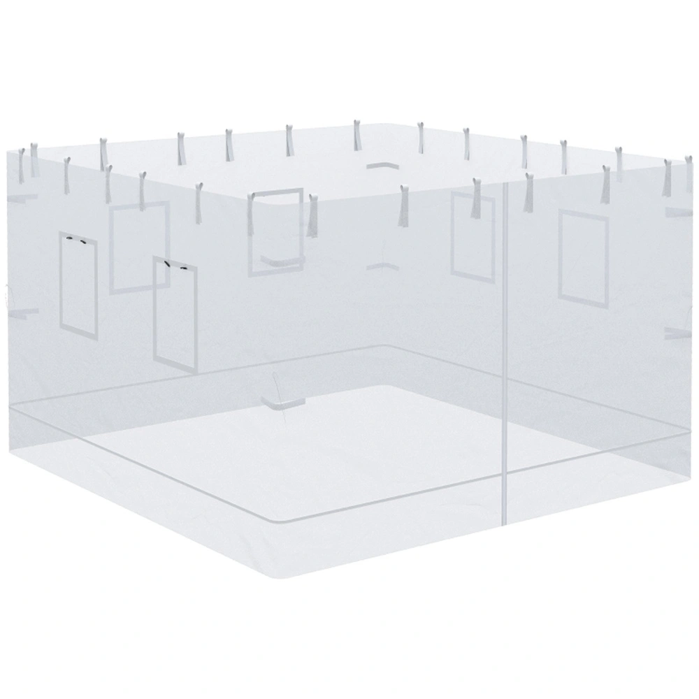 White 10x10 ft Canopy Screen Walls Replacement Netting with 6 Service Windows & 1 Door for Patio Tent Party