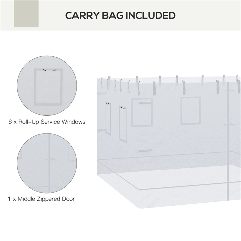 White 10x10 ft Canopy Screen Walls Replacement Netting with 6 Service Windows & 1 Door for Patio Tent Party view 5