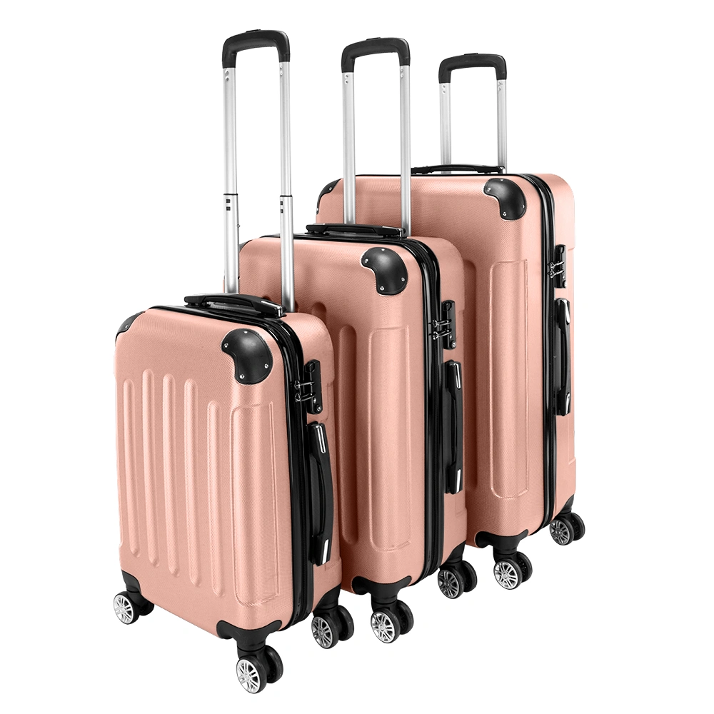 3 Piece Lightweight ABS Carry-On Suitcase Set, 4 Spinner Wheels Hard Shell Trolley Luggage view 2