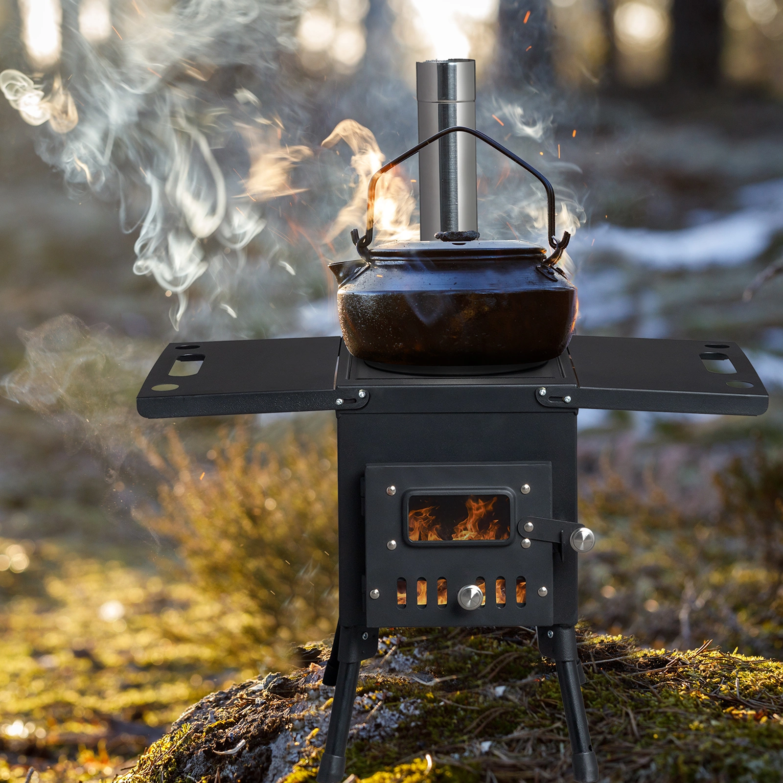 Wood Camping Stove - Portable Outdoor Stove, Black, 57.5*31*37cm view 15