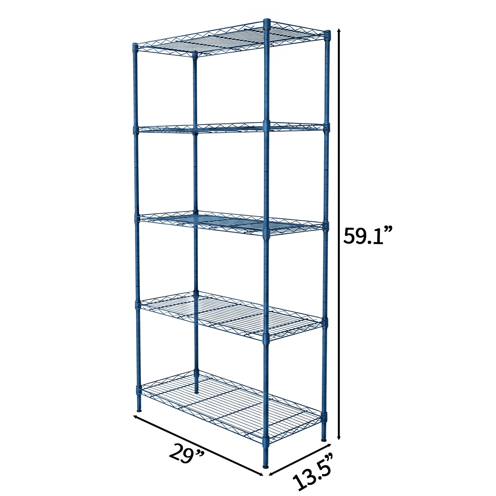 5-layer adjustable shelf Display Rack Iron household shelf with adjustable feet 29.13*13.39*59.06in Navy Blue view 5