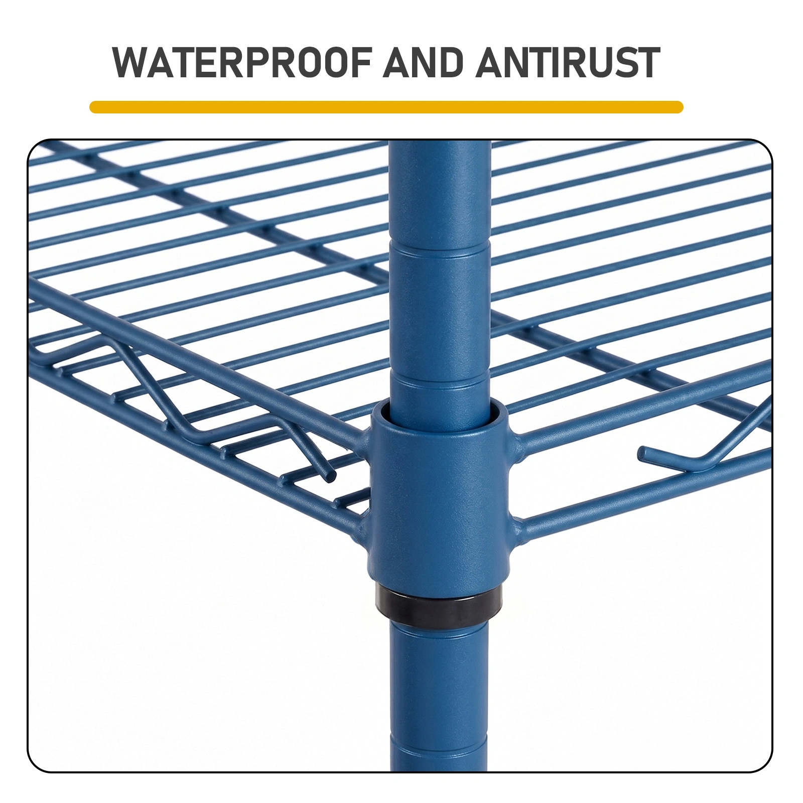 5-layer adjustable shelf Display Rack Iron household shelf with adjustable feet 29.13*13.39*59.06in Navy Blue view 9