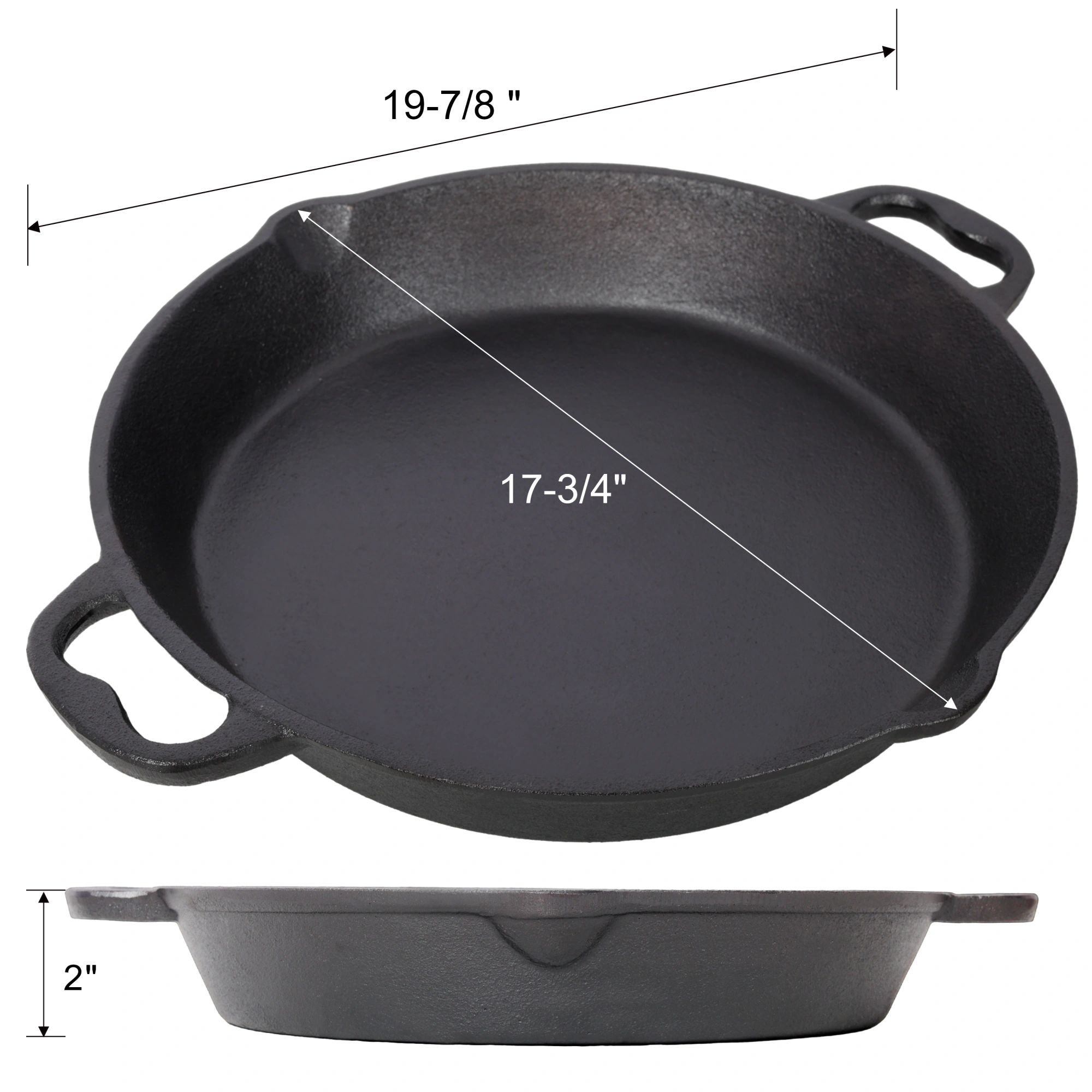 17inch Pre-Seasoned Cast Iron Skillet, Cast Iron Pan,Dual Assist Handles,Use for Grill, Stovetop, Induction, Oven Safe Cookwa view 8