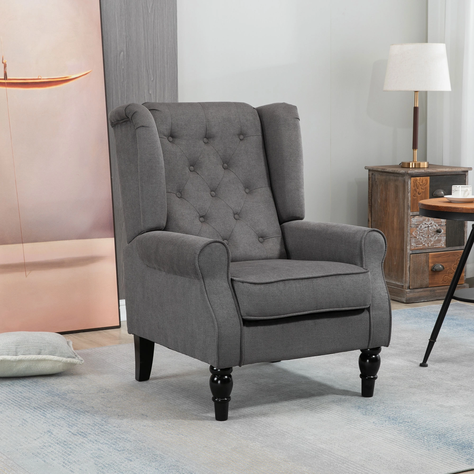 Elegant Wingback Accent Chair, Upholstered Living Room Chair for Bedroom, Reading Nook, or Entryway