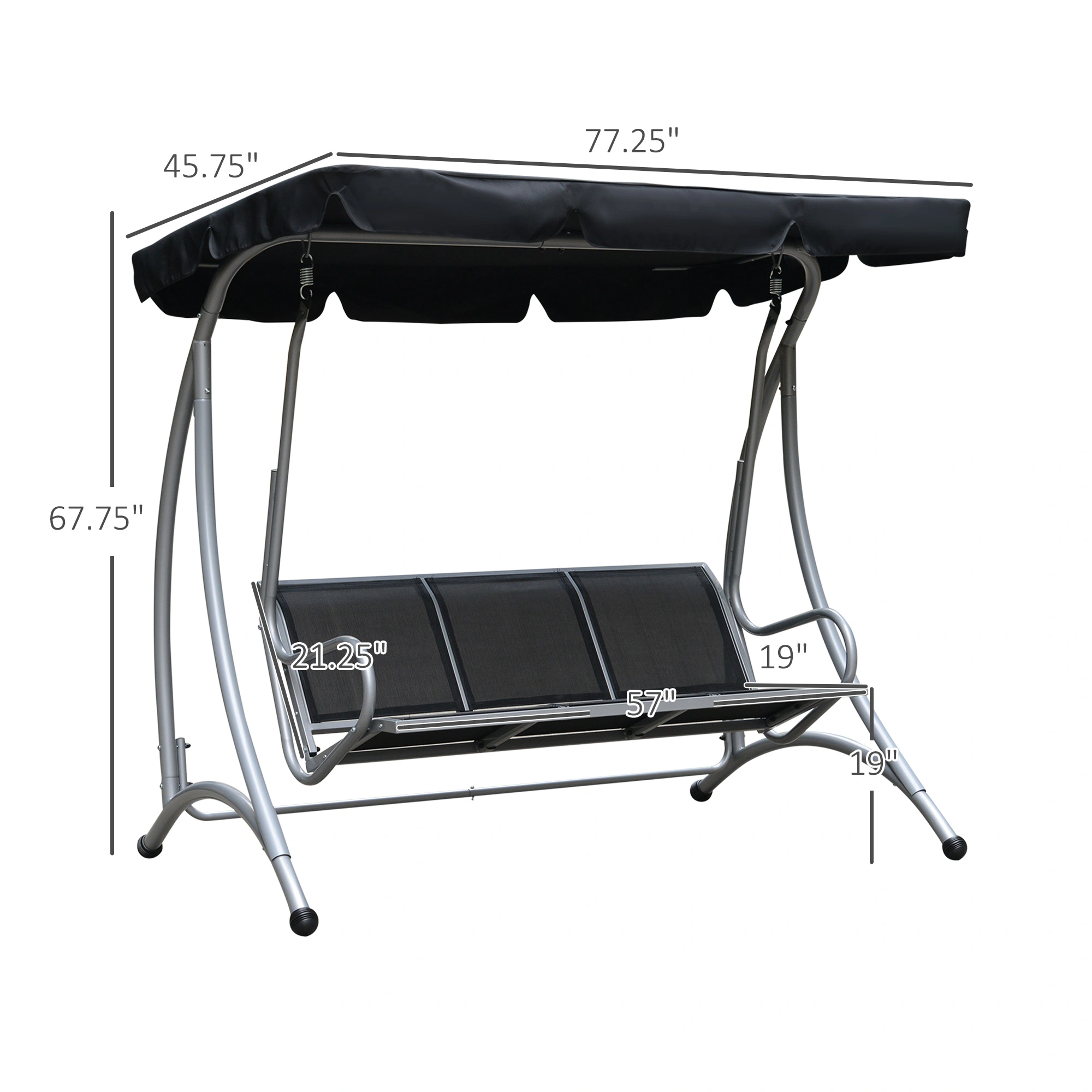 Outdoor Patio Swing Chair with Canopy, Cushioned Garden Hanging Chair for Backyard, Deck, Porch view 2