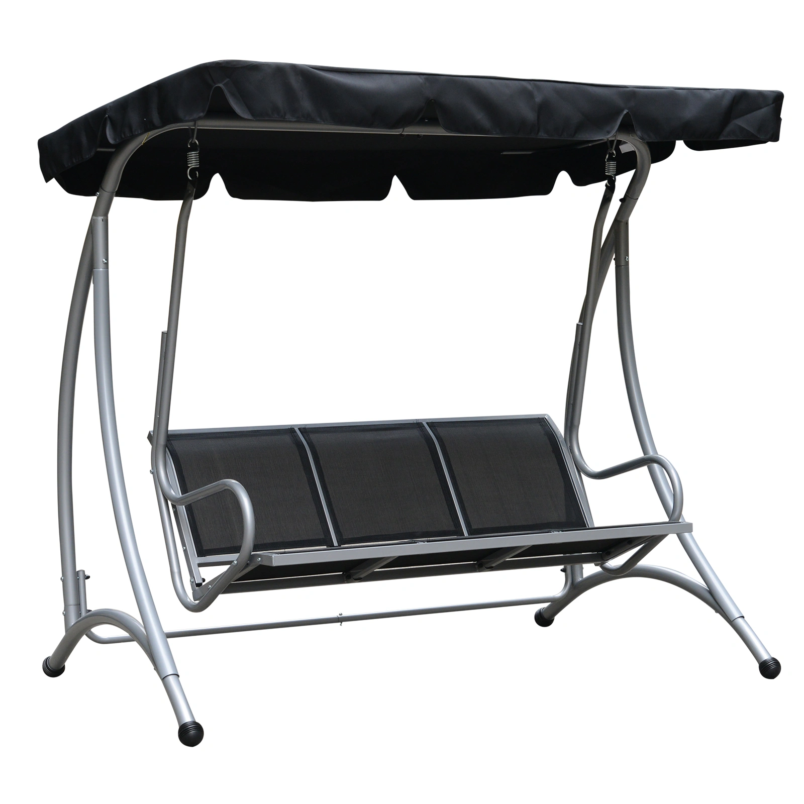 Outdoor Patio Swing Chair with Canopy, Cushioned Garden Hanging Chair for Backyard, Deck, Porch view 3