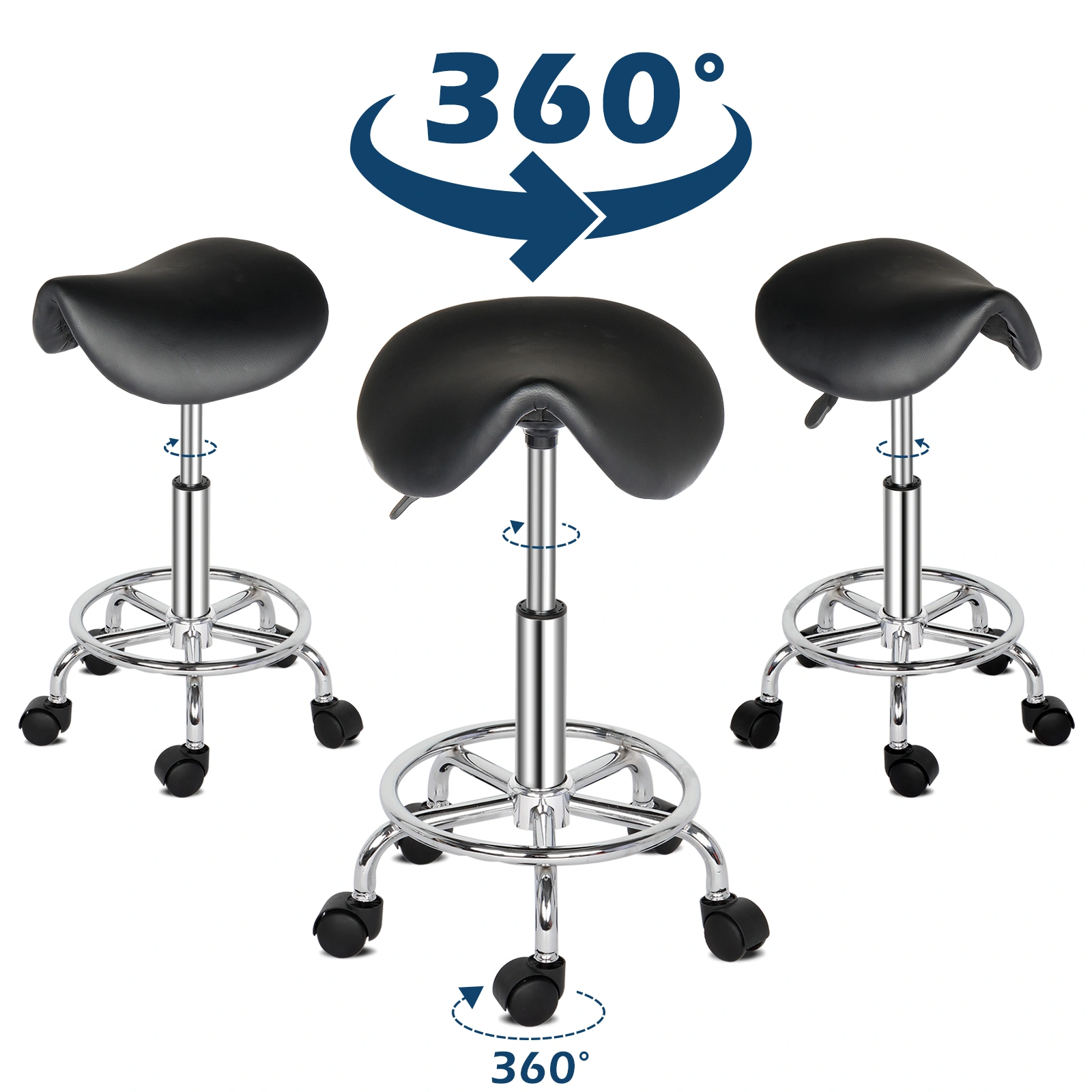 Saddle Stool Ha Ha Feet Rotation Bar Stool Black view 26