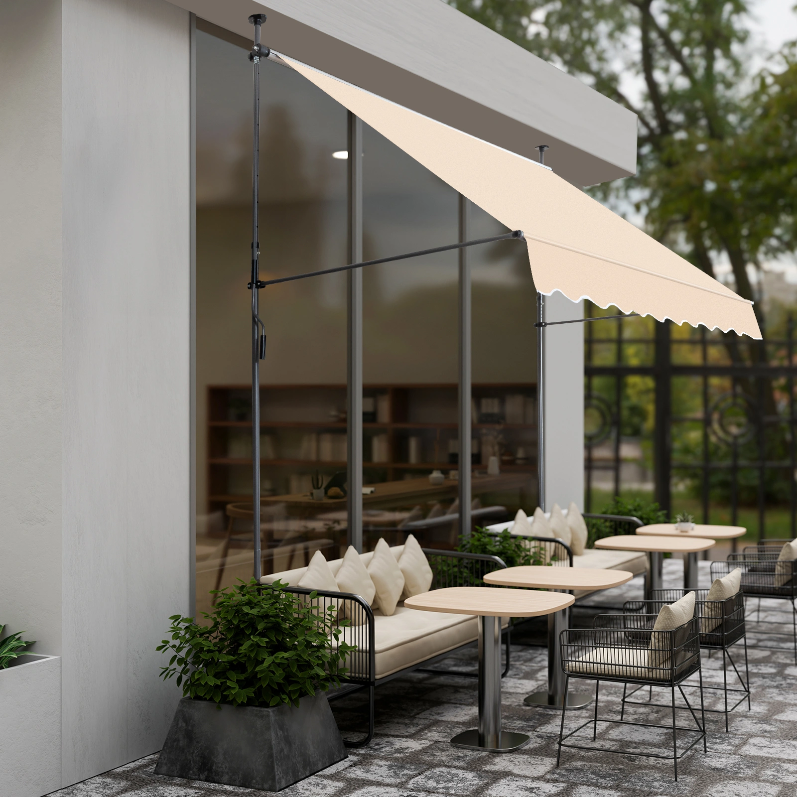 78.7"D x 47.2"W x (78.7 -118.1)"H Retractable Awning Khaki view 4