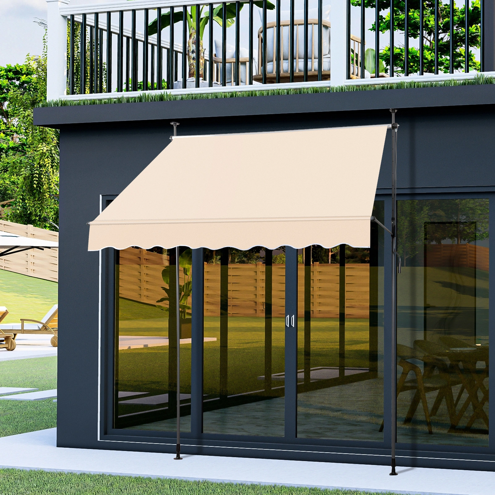 78.7"D x 47.2"W x (78.7 -118.1)"H Retractable Awning Khaki view 8