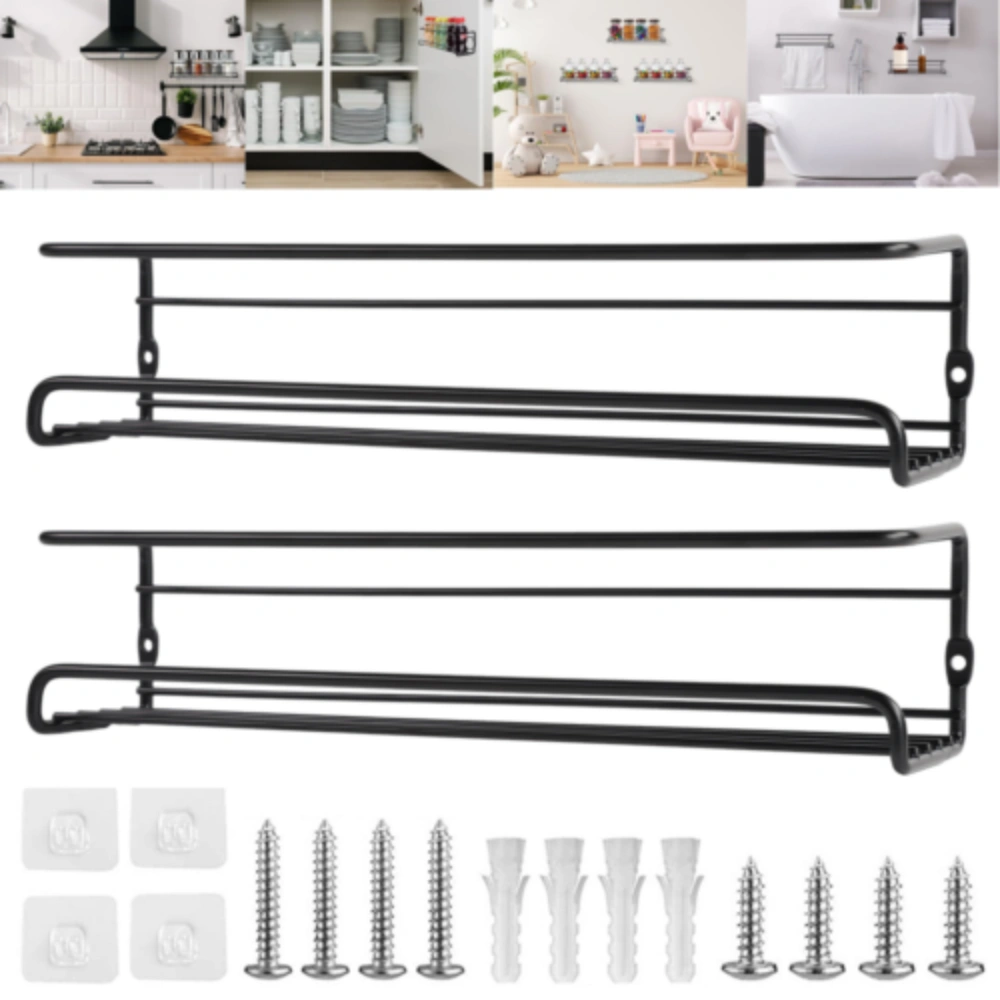 2Pcs Wall Mounted Spice Jar Rack Holder - Kitchen Herb Bottle Shelf Organizer for Door Cupboard Pantry Storage view 2