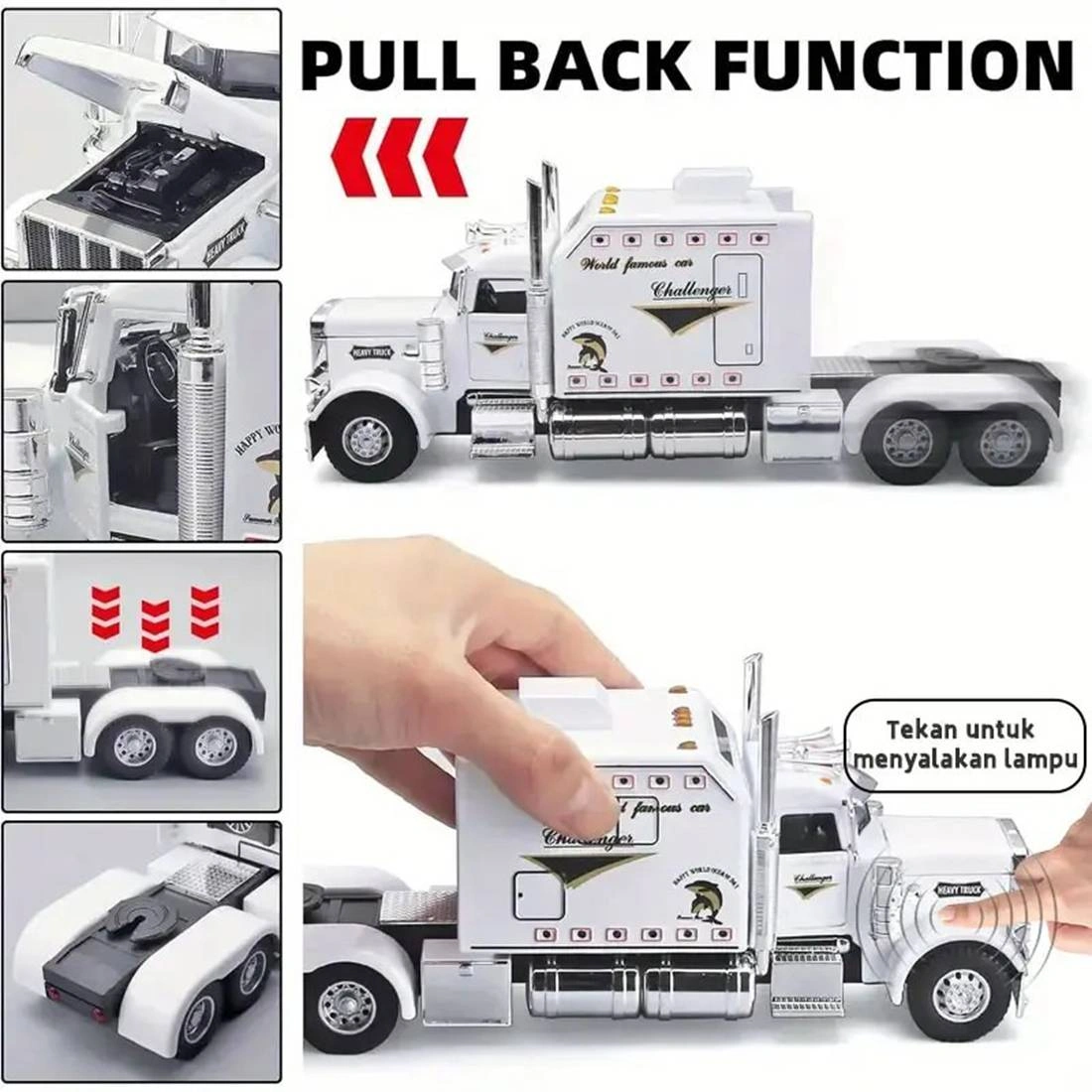 Semi Truck Toys for Boy Heavy Trucks,Metal Diecast Trucks Model Pull Back Cars with Light and Sound,Truck and Trailer Toys for Boys,Toy Trucks for Boys Age 4-8 view 8