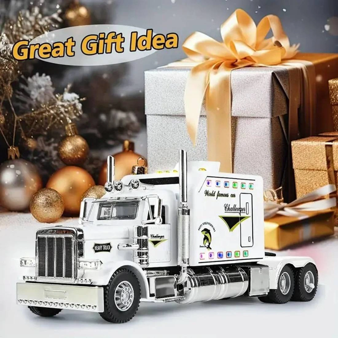 Semi Truck Toys for Boy Heavy Trucks,Metal Diecast Trucks Model Pull Back Cars with Light and Sound,Truck and Trailer Toys for Boys,Toy Trucks for Boys Age 4-8 view 9
