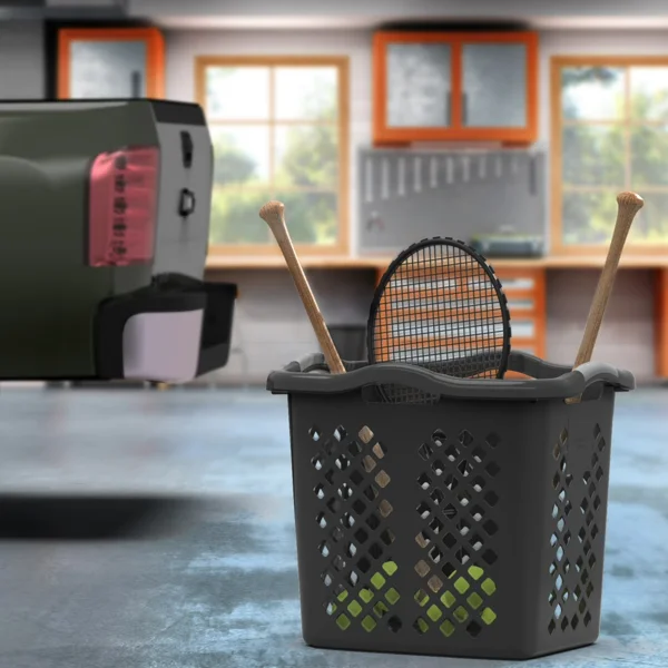 2 Bushel Plastic Laundry Basket with Silver Handles, Black, 2 Pack view 6