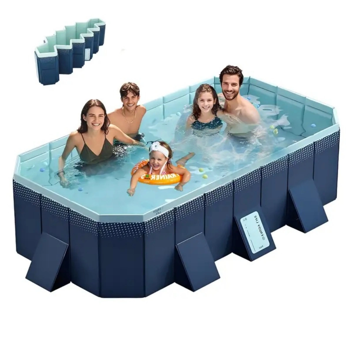 2.1m Inflatable Pool Giant Kids Swimming Pool, Portable Foldable Outdoor Water Pool for Backyard Garden Party