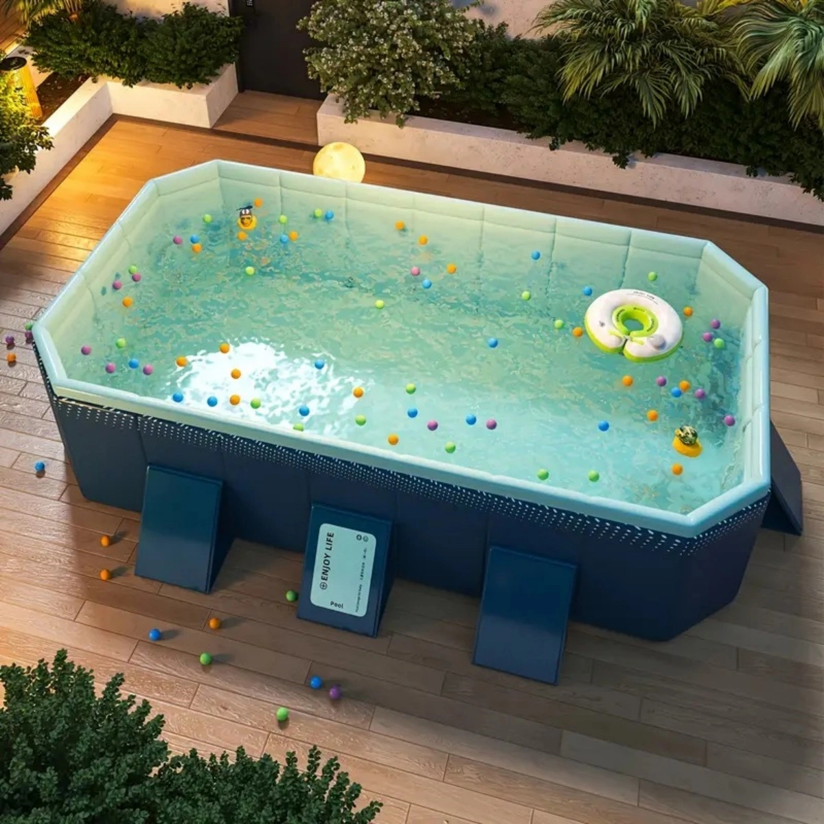 2.1m Inflatable Pool Giant Kids Swimming Pool, Portable Foldable Outdoor Water Pool for Backyard Garden Party view 10