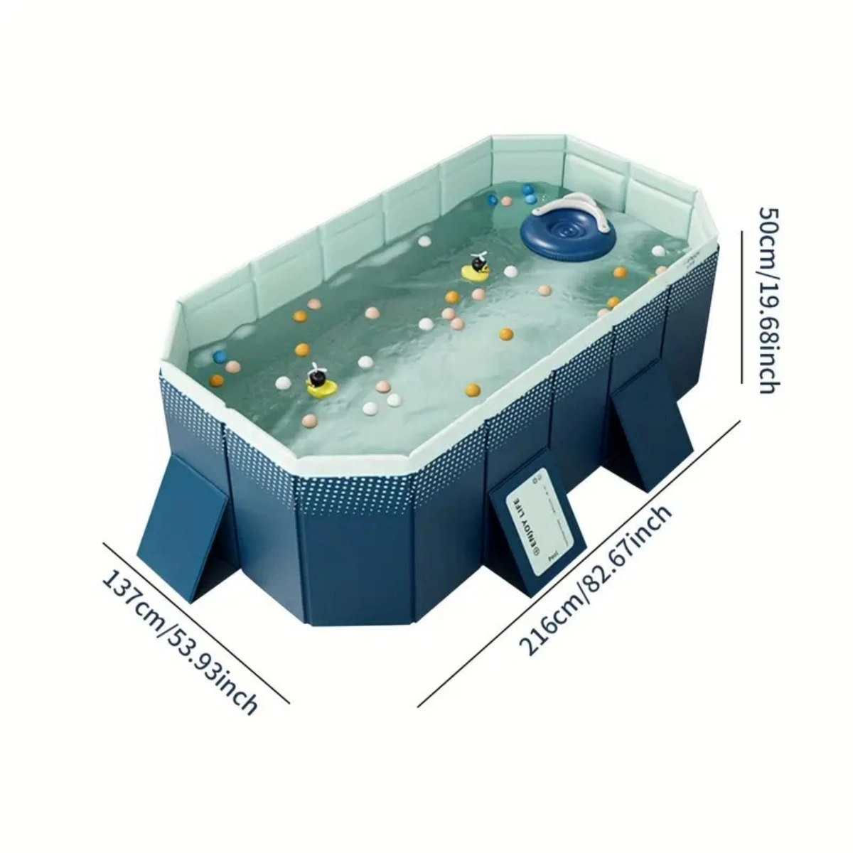 2.1m Inflatable Pool Giant Kids Swimming Pool, Portable Foldable Outdoor Water Pool for Backyard Garden Party view 3
