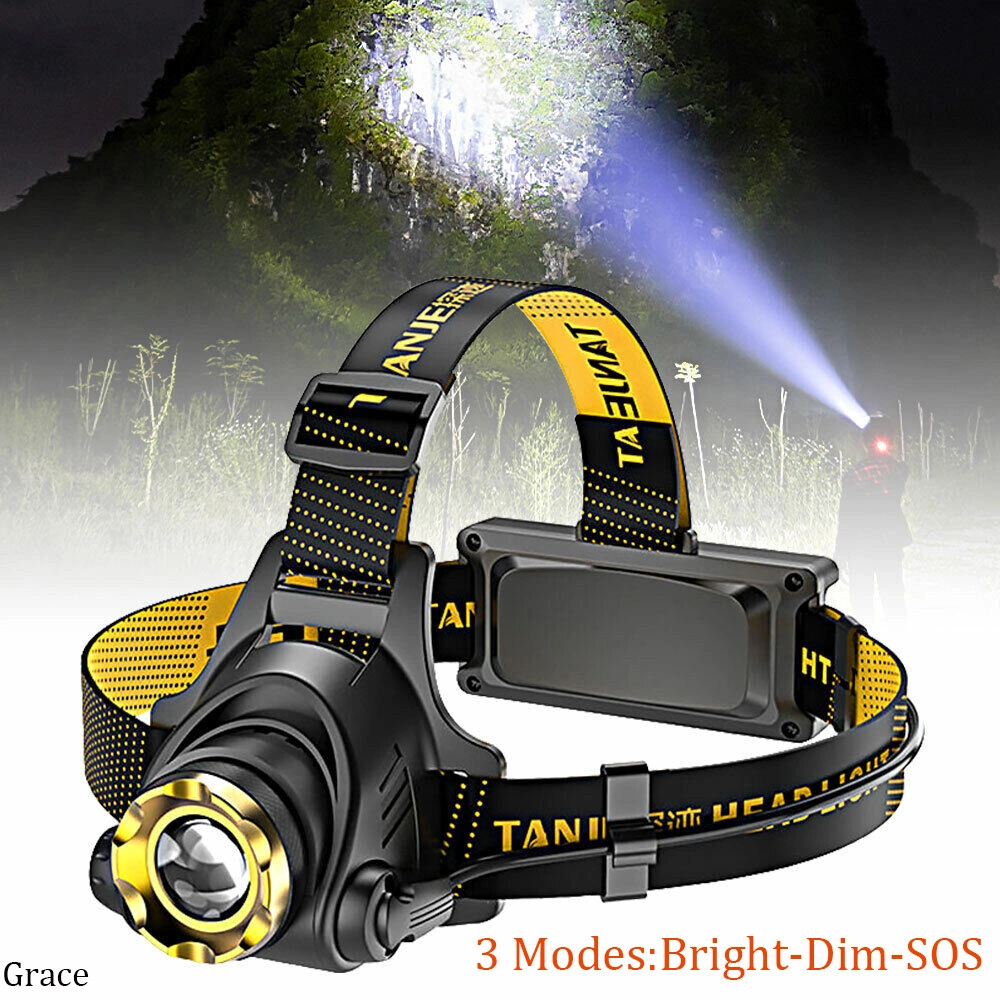 (2 Pack)USB Rechargeable LED Headlamp 3-Modes Adjustable Camping Hiking Headlight W/Car Charger+USB Cable (US Logistics For USPS/DHL/Fedex/UPS. No designated logistics accepted,TK/TMEU only For self-pickup) view 9