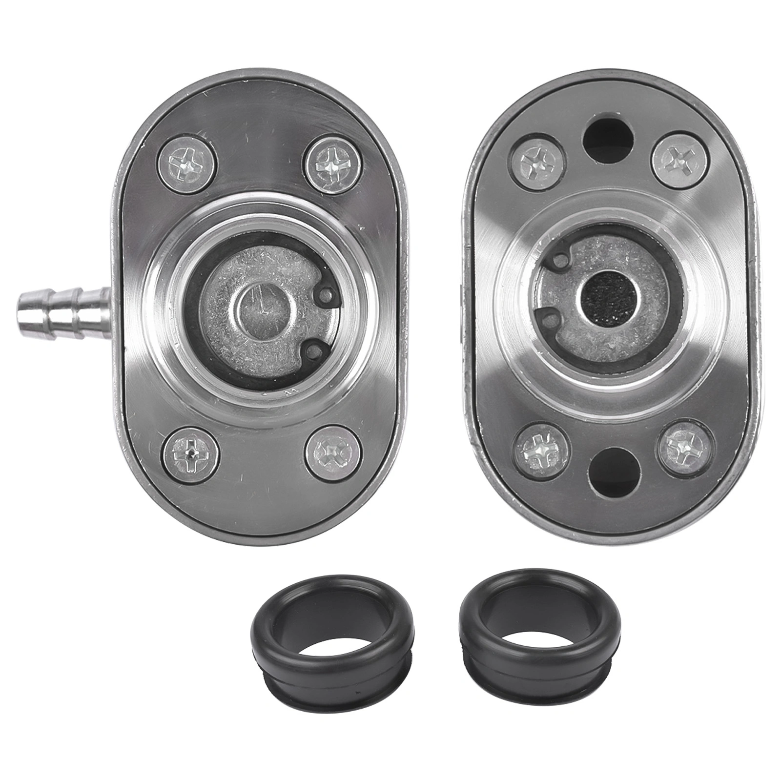 Finned Oval Polished Aluminum Valve Cover Breather with PCV Valve Combo for 1-1/4" Hole Engine Swap view 5