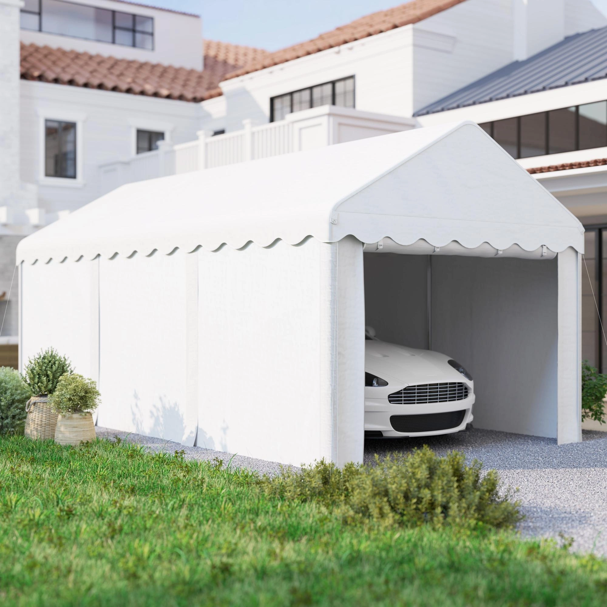 Portable Garage 10x10 ft, Pop Up Car Shelter Tent, Weather Resistant Vehicle Storage Cover for Outdoor Parking view 2