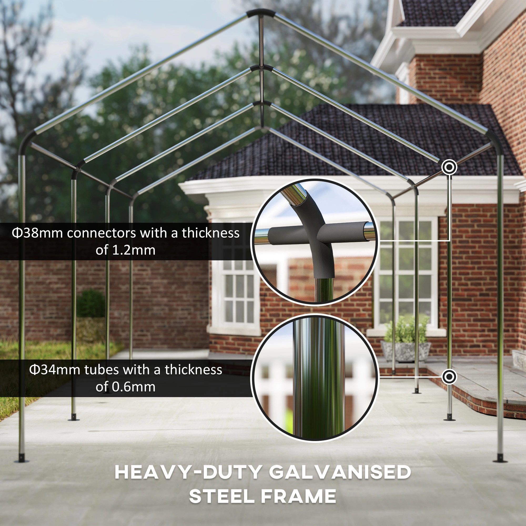 Portable Garage 10x10 ft, Pop Up Car Shelter Tent, Weather Resistant Vehicle Storage Cover for Outdoor Parking view 3
