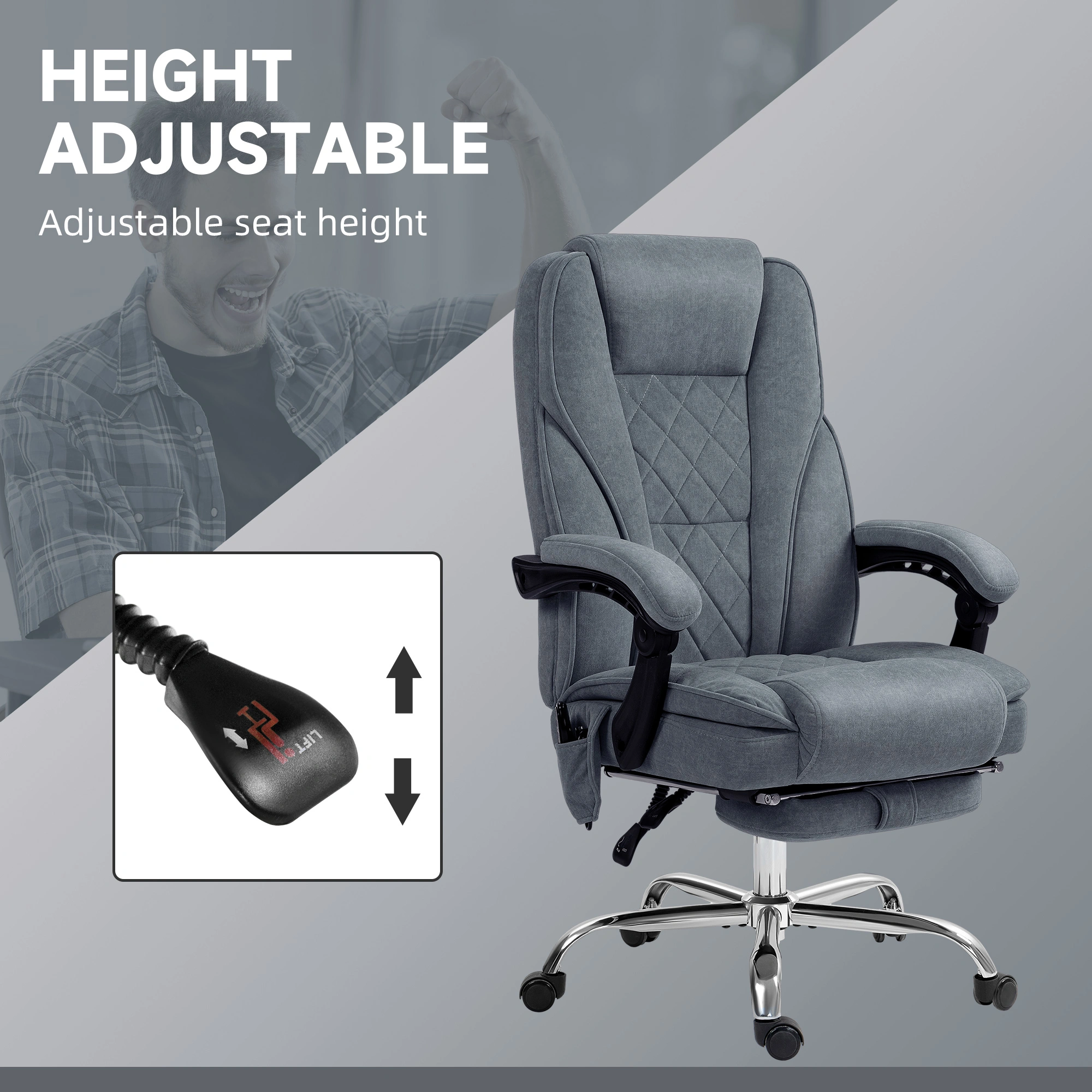 Massage Recliner Office Chair, High Back Ergonomic Executive Desk Chair with Lumbar Support, Adjustable view 4