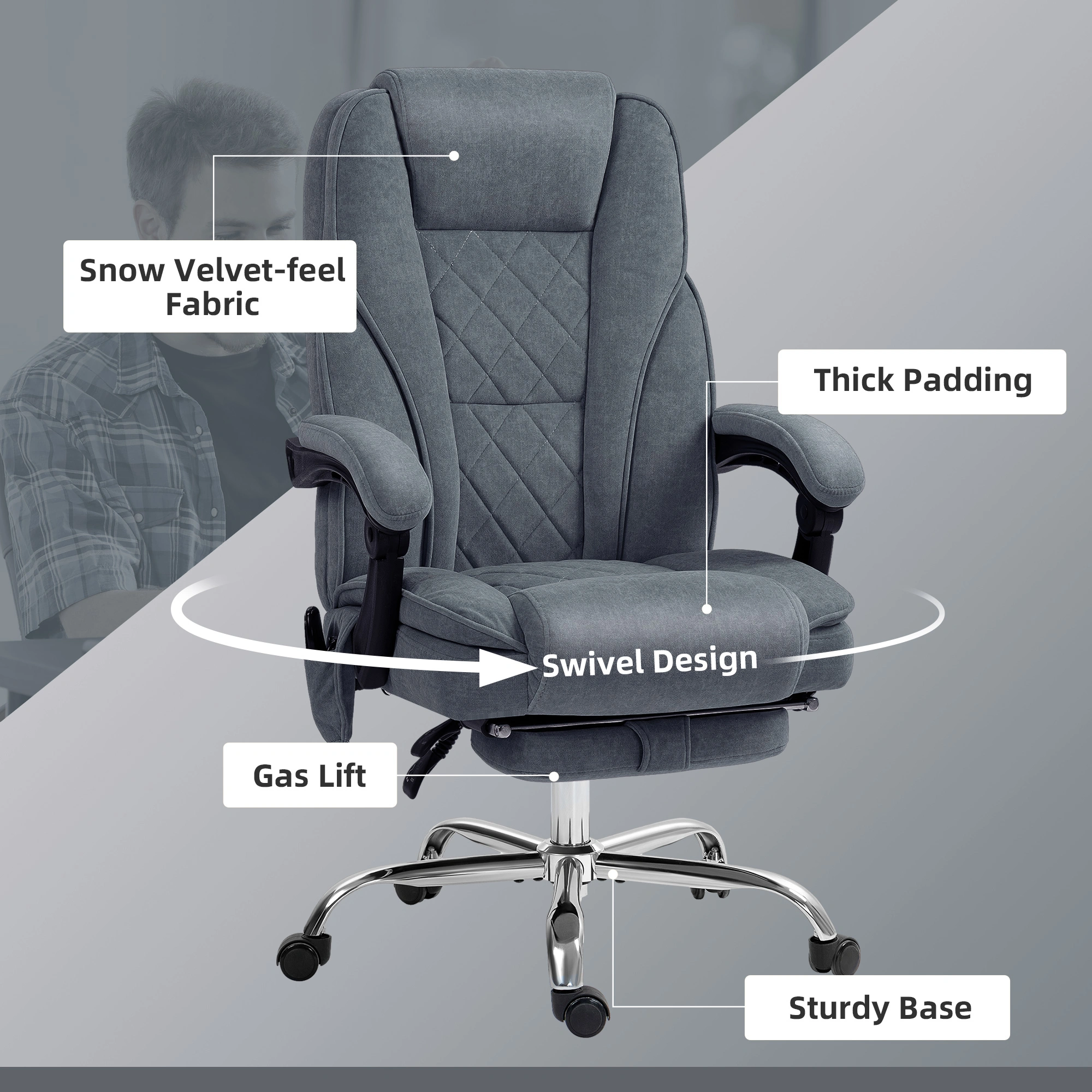 Massage Recliner Office Chair, High Back Ergonomic Executive Desk Chair with Lumbar Support, Adjustable view 5