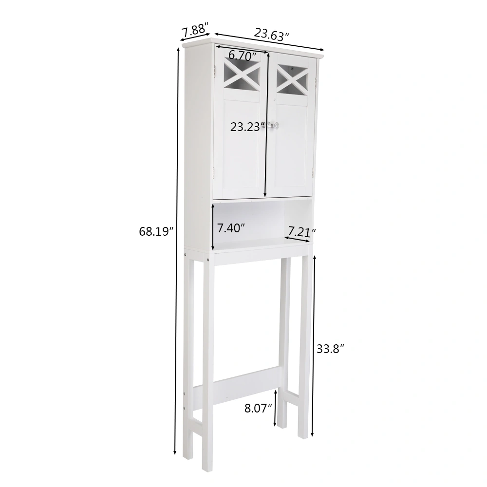 Double Door Fork Toilet Cabinet White view 18