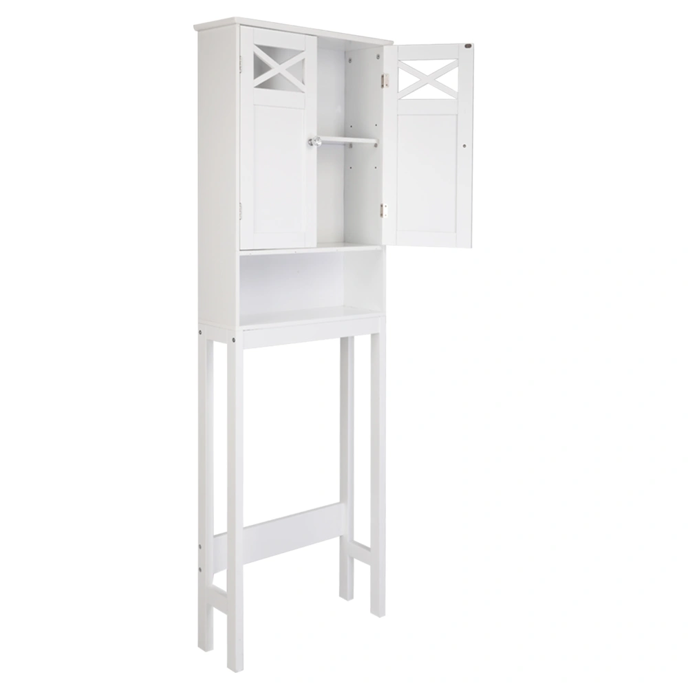 Double Door Fork Toilet Cabinet White view 2