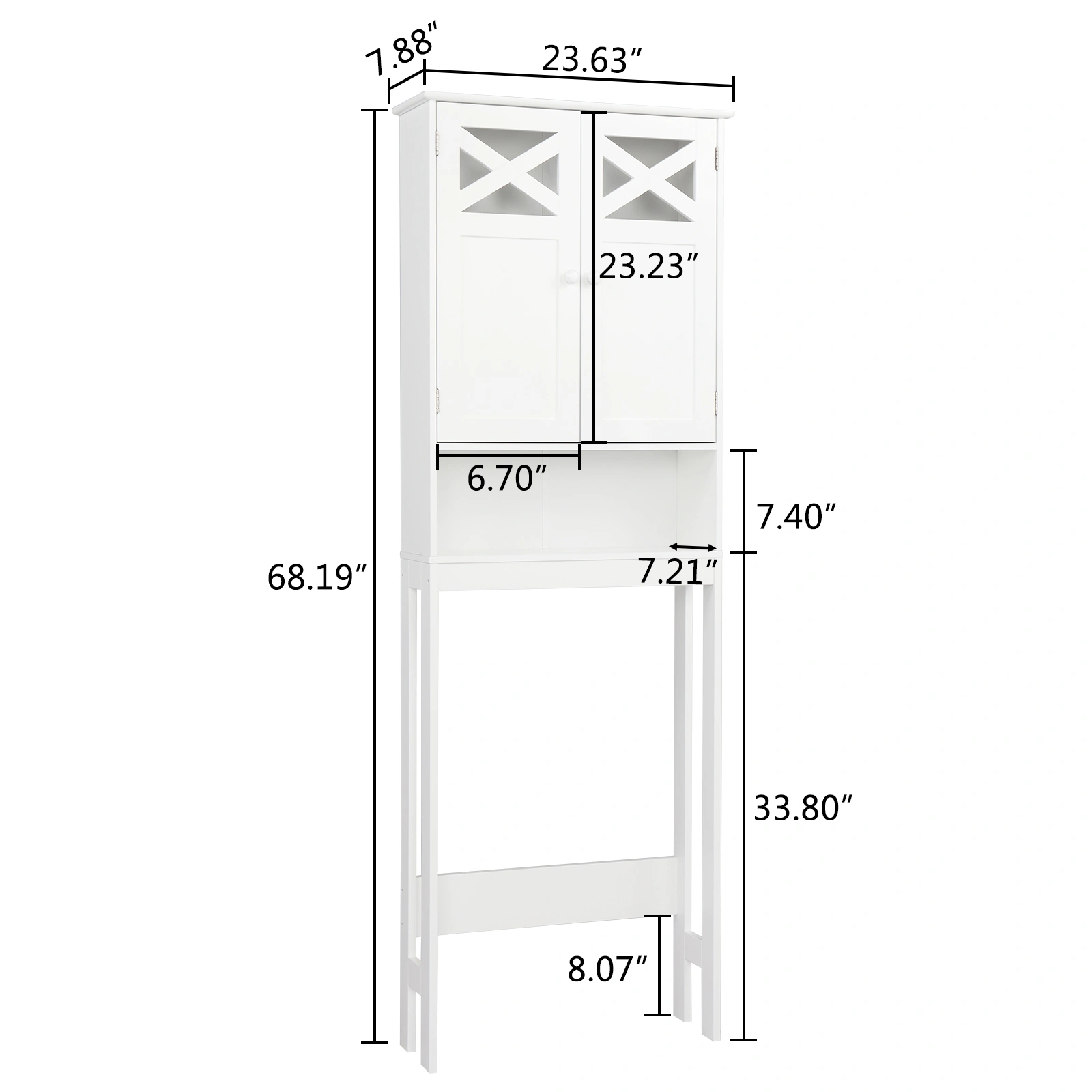 Double Door Fork Toilet Cabinet White view 20