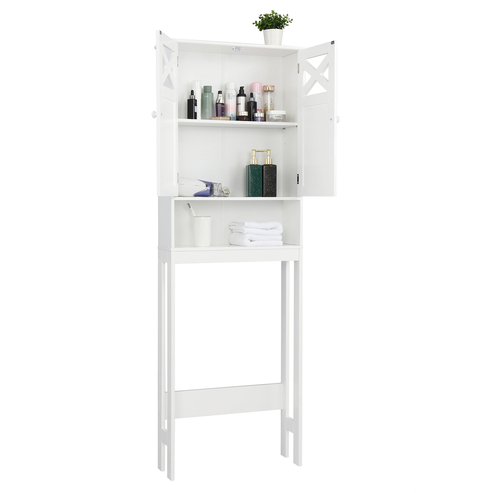 Double Door Fork Toilet Cabinet White view 27