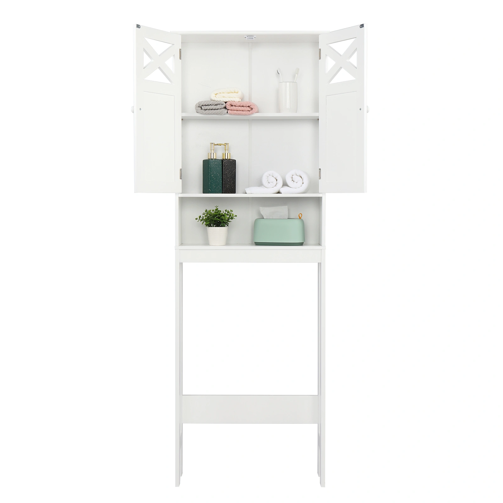Double Door Fork Toilet Cabinet White view 35