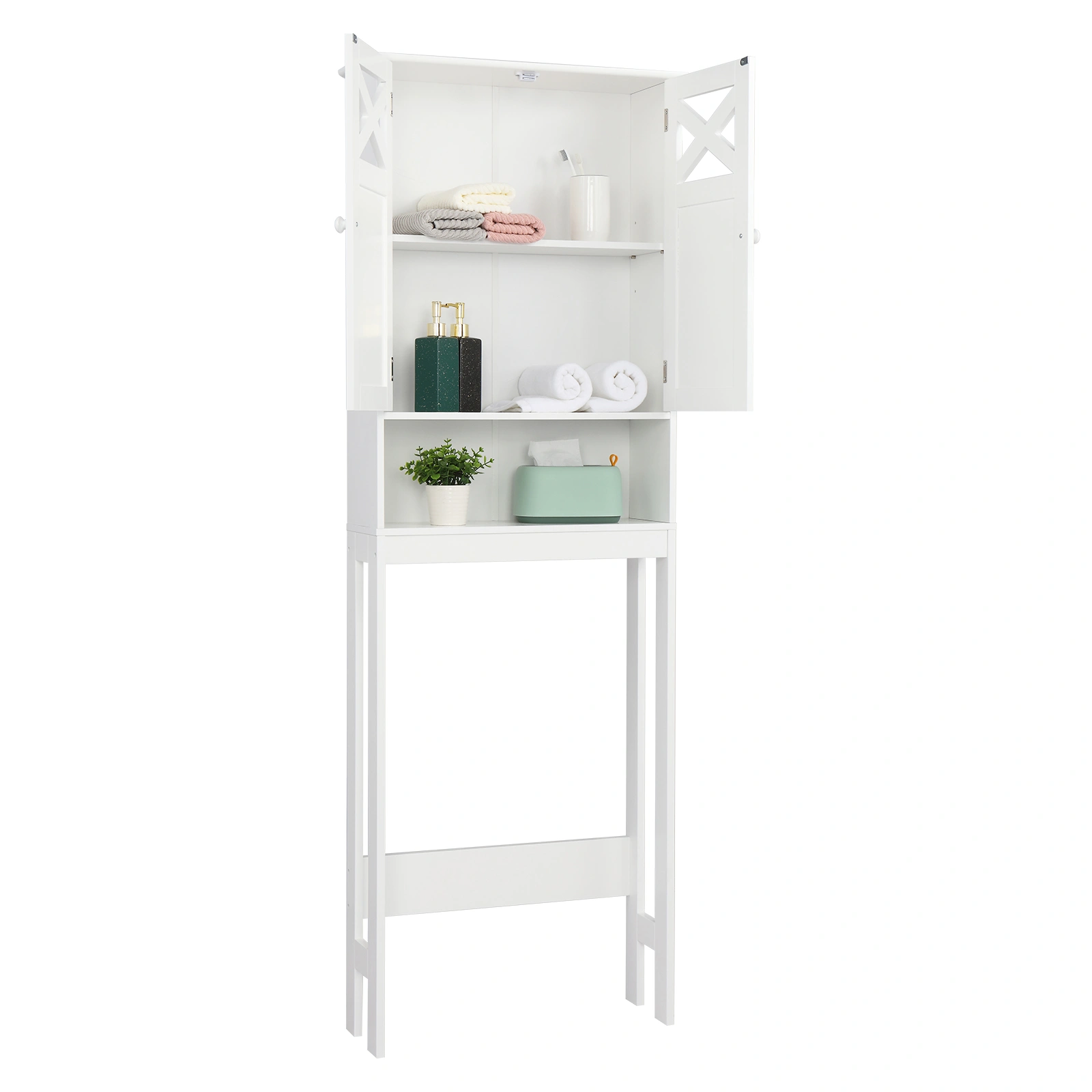 Double Door Fork Toilet Cabinet White view 40