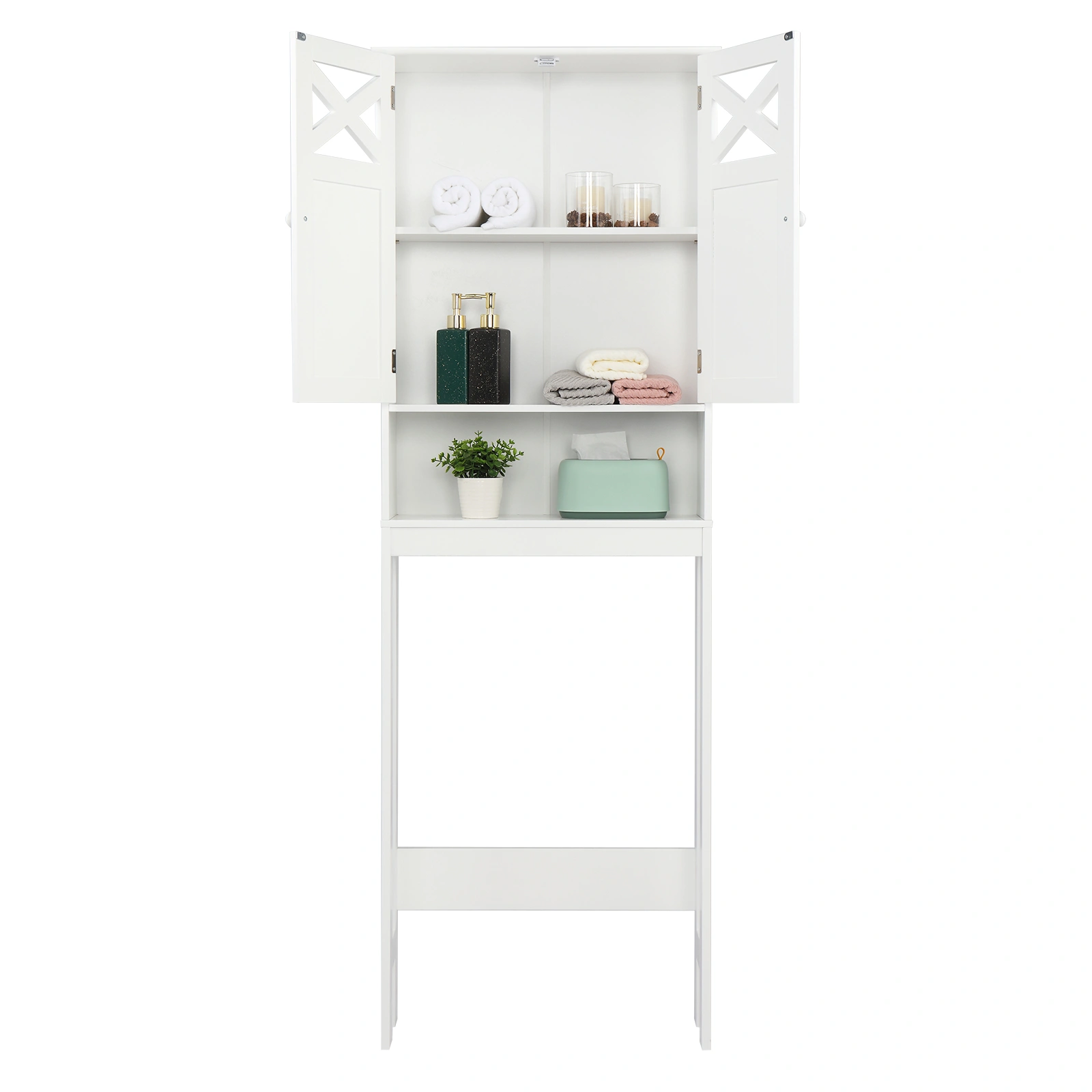 Double Door Fork Toilet Cabinet White view 49