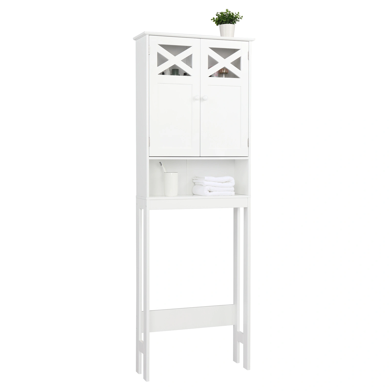 Double Door Fork Toilet Cabinet White view 52