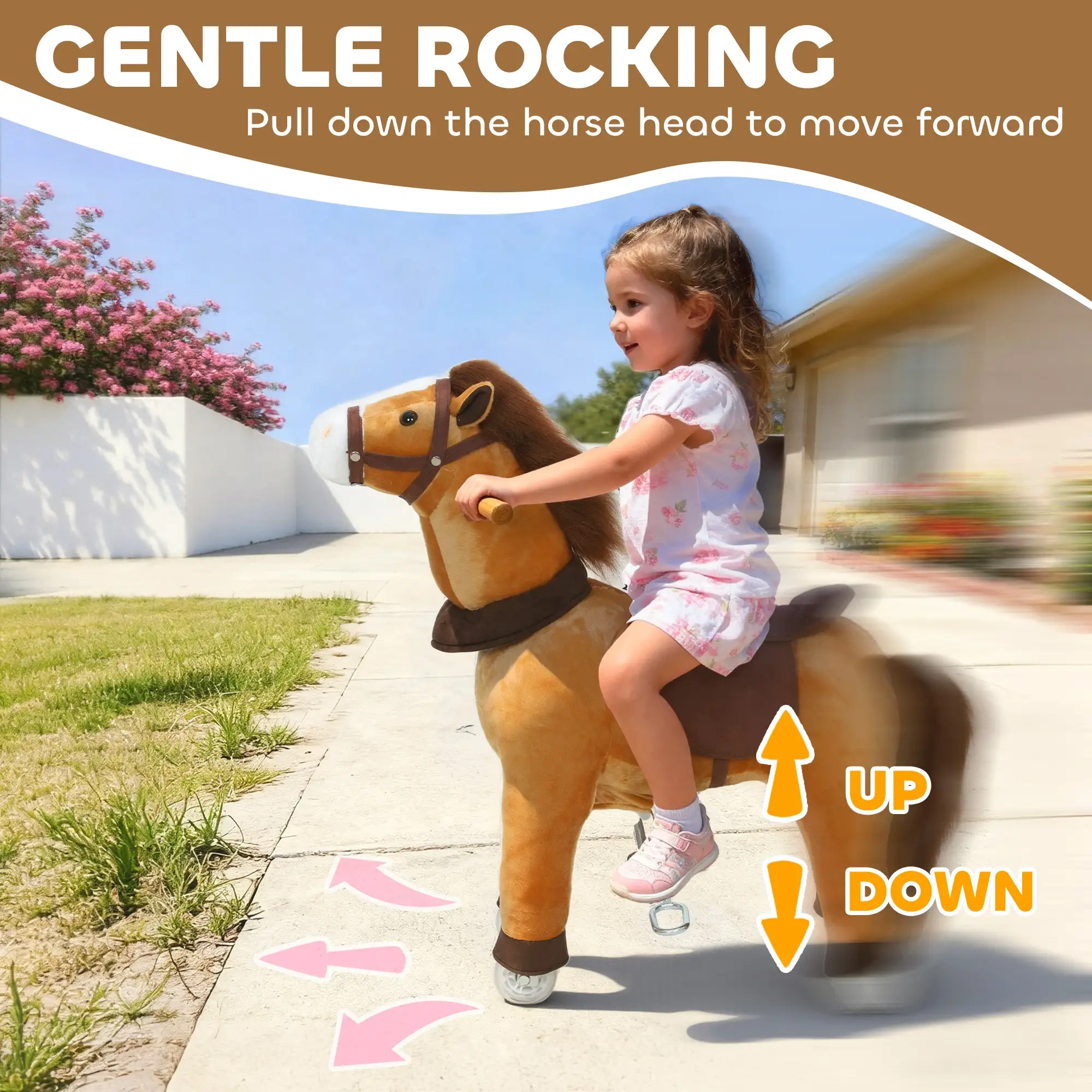 Baby Rocking Horse for Toddlers, Wooden Ride-On Rocking Horse with Soft Cushion & Safety Handles, Kids Toy Gift Ages 1-3 view 6
