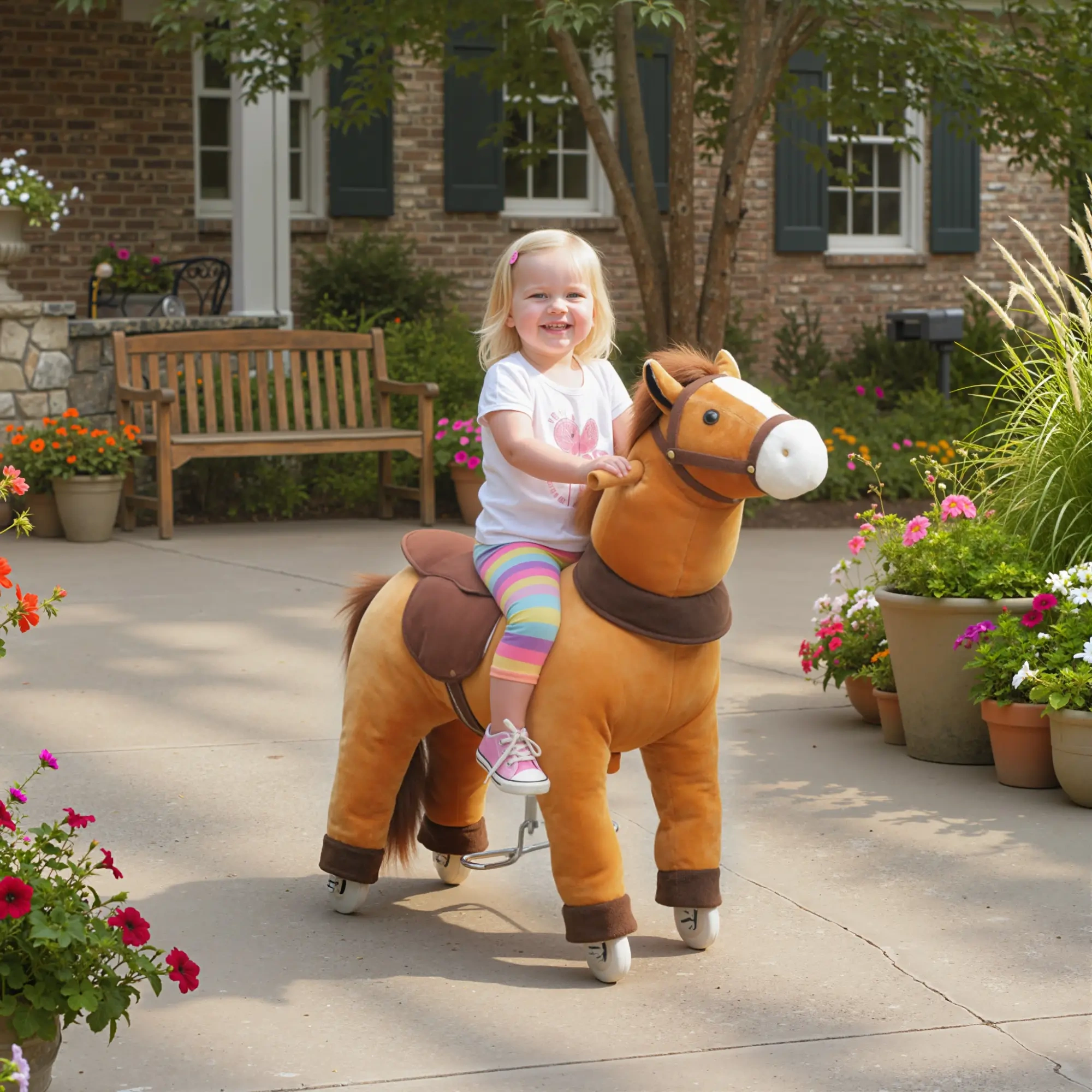 Baby Rocking Horse for Toddlers, Wooden Ride-On Rocking Horse with Soft Cushion & Safety Handles, Kids Toy Gift Ages 1-3 view 8