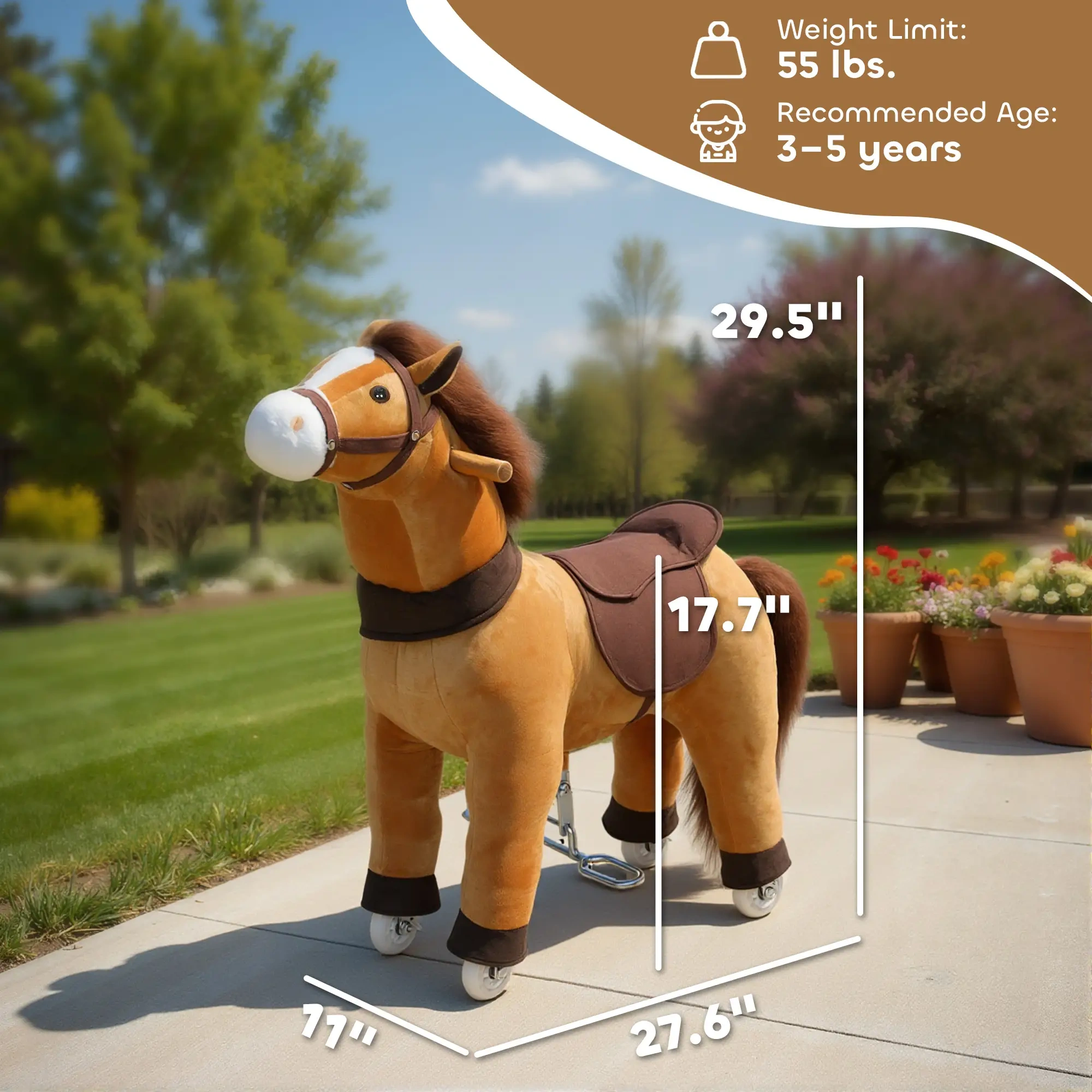 Baby Rocking Horse for Toddlers, Wooden Ride-On Rocking Horse with Soft Cushion & Safety Handles, Kids Toy Gift Ages 1-3 view 9