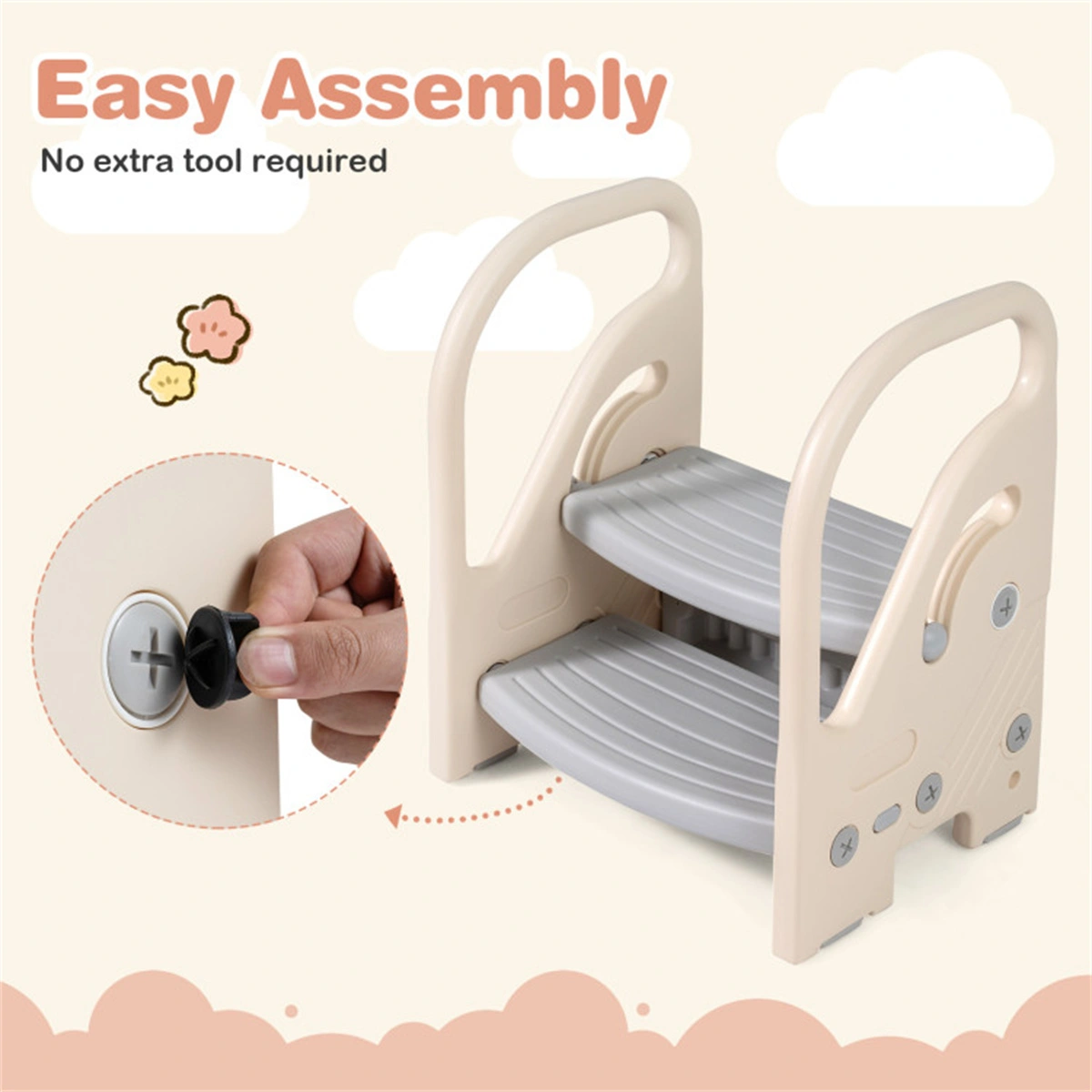  Convertible 2-Step Toddler Step Stool Multifunctional Kids Ladder Seat for Kitchen Bathroom view 7
