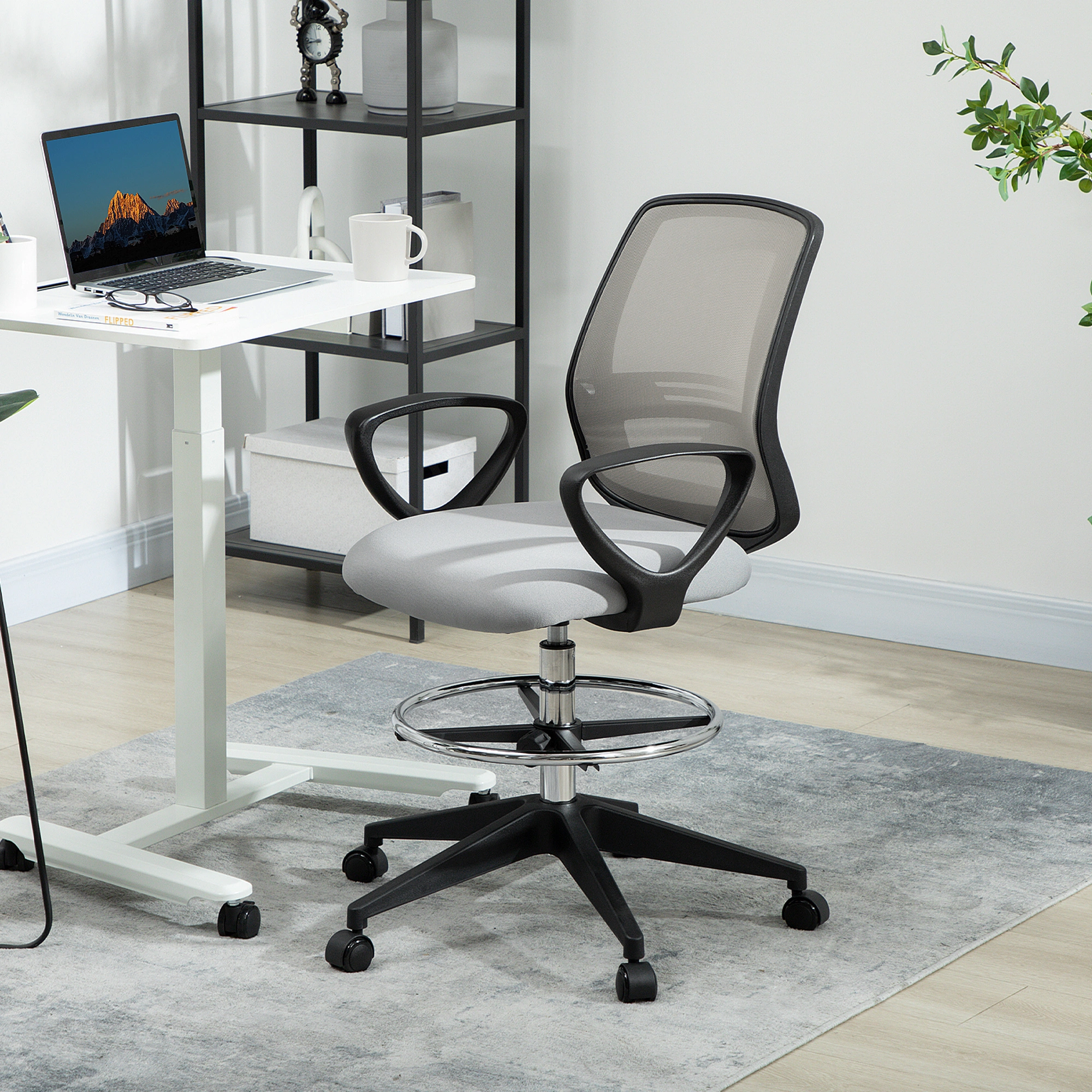 Ergonomic Massage Office Chair with Lumbar Support, Breathable High Back Swivel Chair for Office