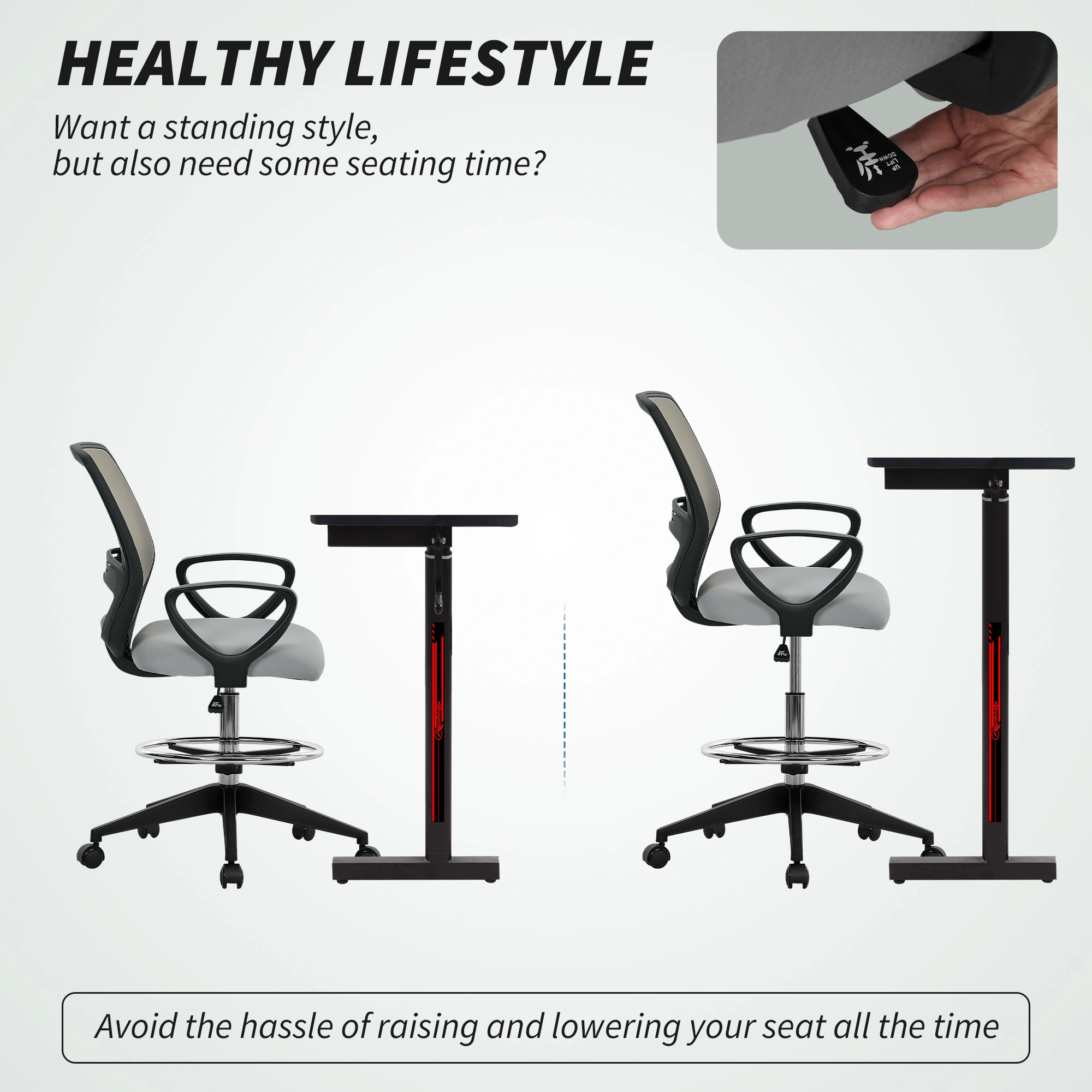 Ergonomic Massage Office Chair with Lumbar Support, Breathable High Back Swivel Chair for Office view 4