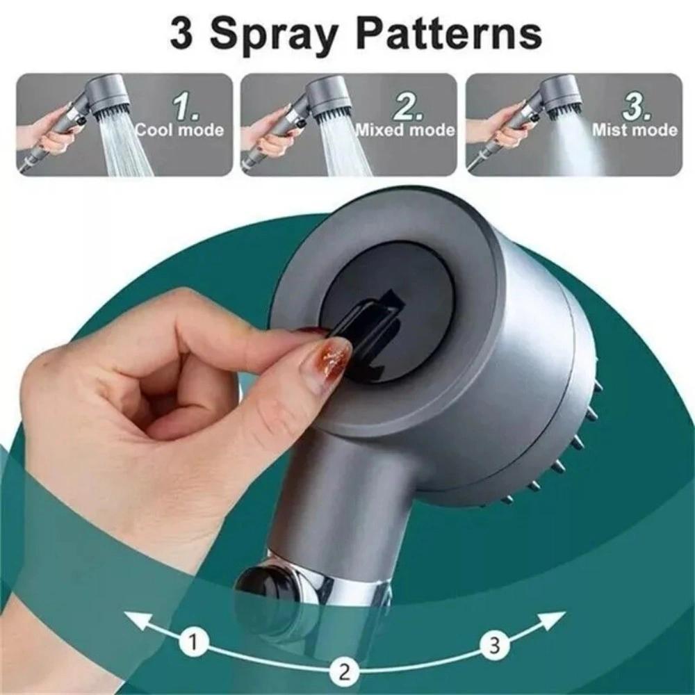 3-Mode Shower Head with Filter, High Pressure Water Saving Handheld Showerhead, Massage Spray for Body & Scalp UK view 5