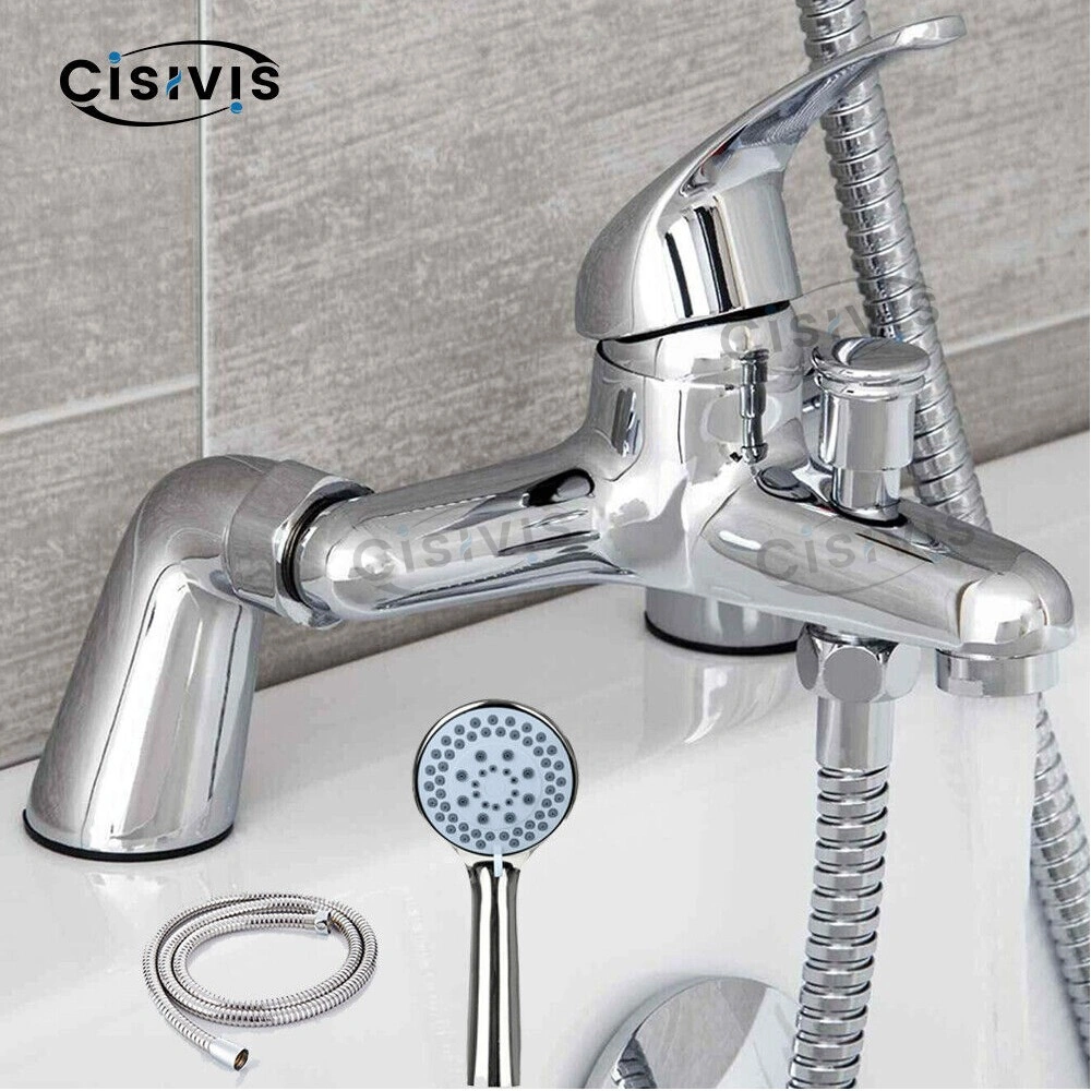 Luxury Bathroom Chrome Sink Bath Filler Tap Shower Mixer Taps with Hand Held Set view 3