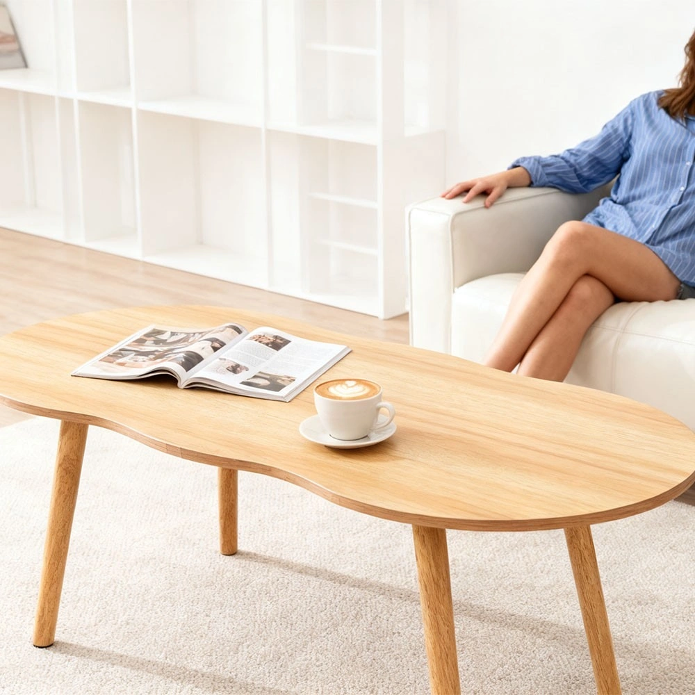 Modern Natural Wooden Coffee Table for Living Room - Sofa Centre Tea Table, Scandinavian Design