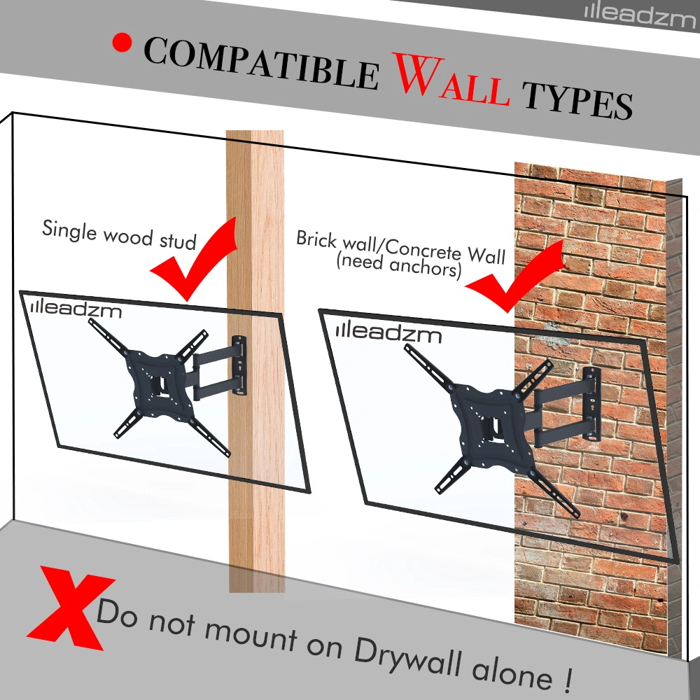 TMX400A 26-55" Adjustable Tilting TV Wall Mount Bracket w/Spirit Level Rotatable view 12