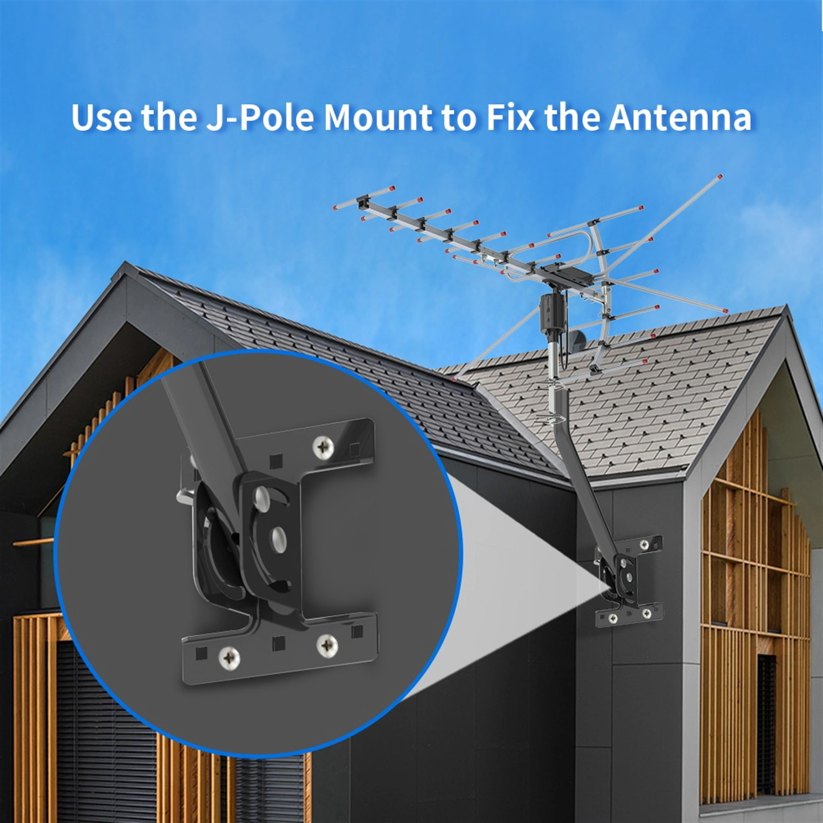 TA-001 360°Rotation UV 45-230MHz/470-860MHz 15-22dB Outdoorn Antenna Black view 12
