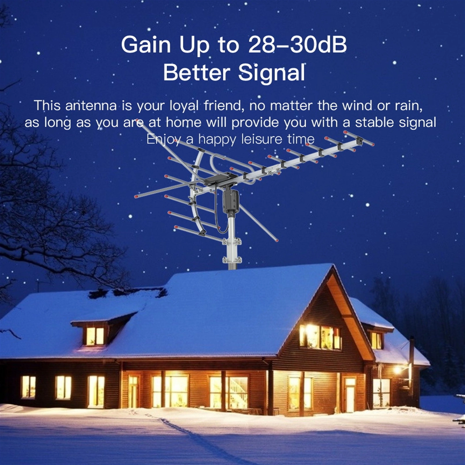 TA-001 360°Rotation UV 45-230MHz/470-860MHz 15-22dB Outdoorn Antenna Black view 4